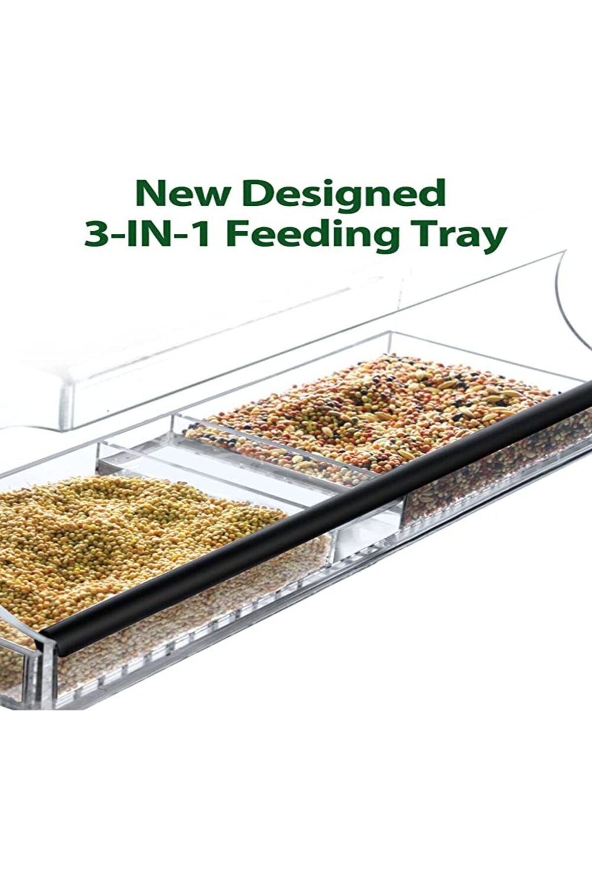 SMARTPOINTS-Large Window Bird Feeder with Artificial Grass, Wild Acrylic Bird Feeder with 3 Strongest Screw Suct 7