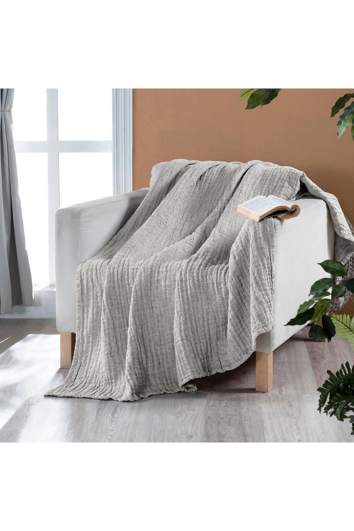 Miespiga-Rustic 3 Layer Linen Double Sided Super Soft Fiber Filled Four Seasons Throw Sofa Shawl 140x190cm 1