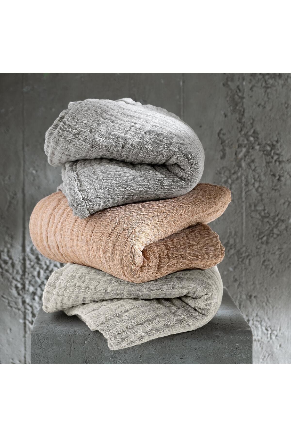 Miespiga-Rustic 3 Layer Linen Double Sided Super Soft Fiber Filled Four Seasons Throw Sofa Shawl 140x190cm 7