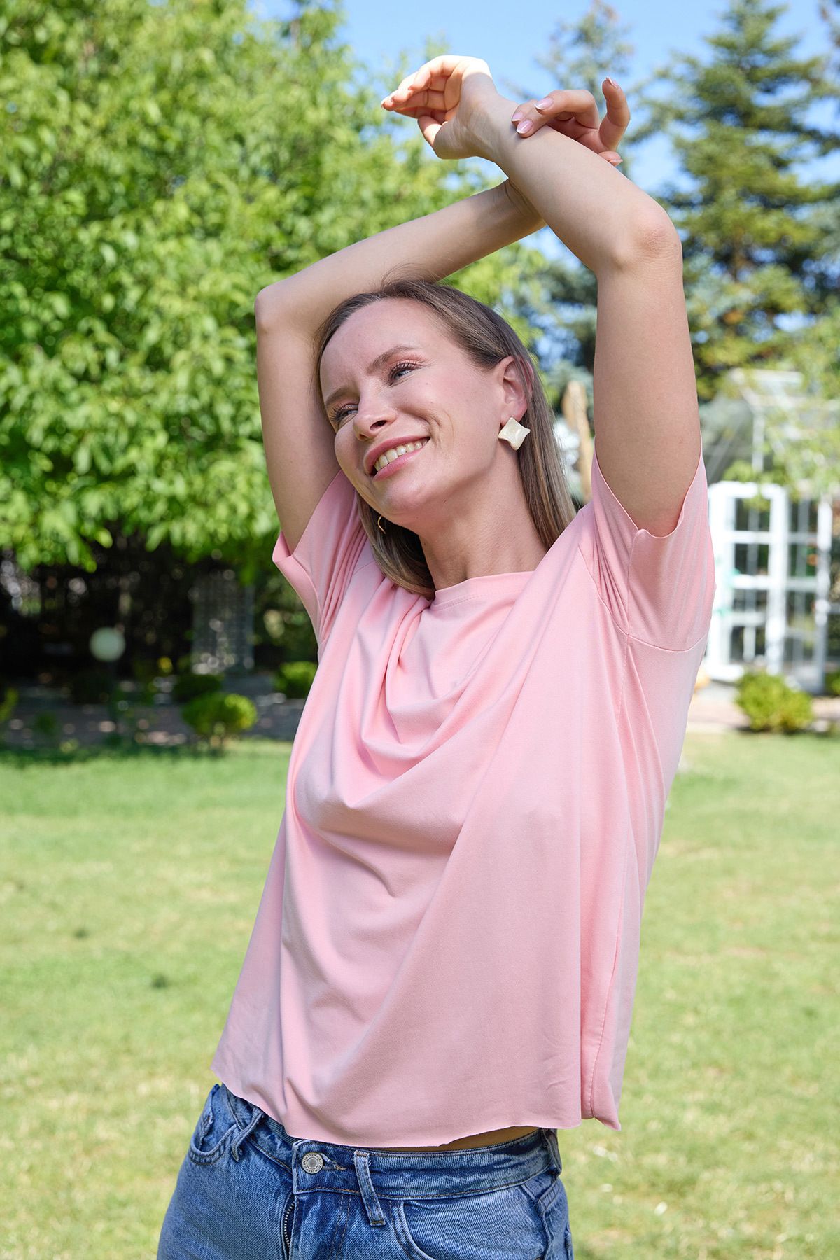Fulla Moda-Μπλουζάκι Basic Μπλούζα Στρογγυλή Λαιμόκοψη Oversize Modal 4