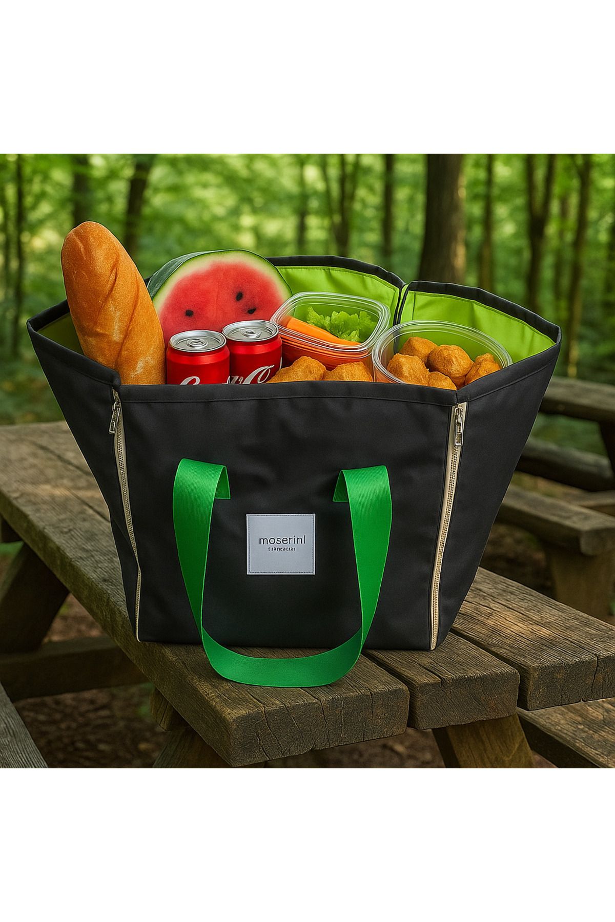Moserini-2 in 1 Large Size Zippered Picnic, Beach and Camping Bag / Cover - Foldable, Multi-Purpose 6