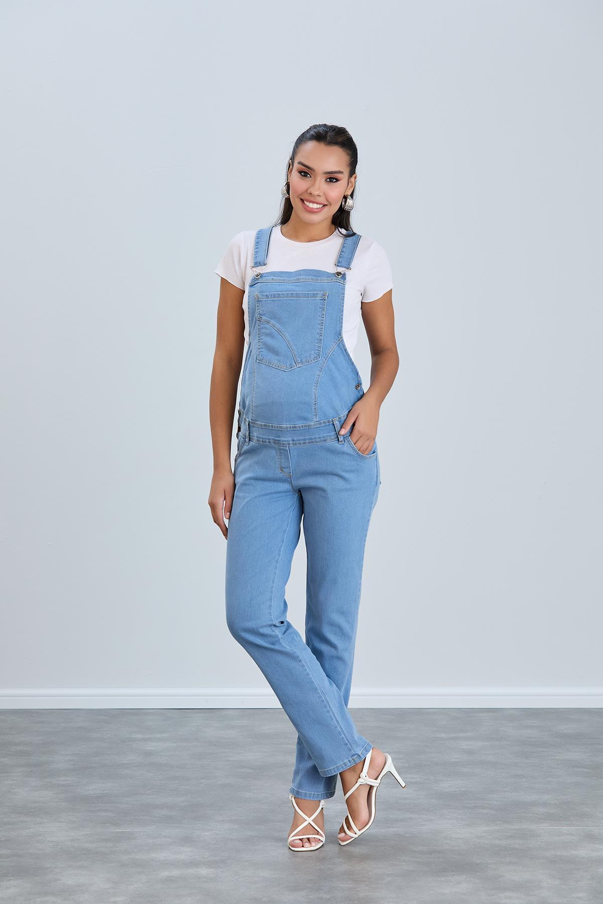 Işşıl IŞŞIL 5687-Boru Paça Rahat Kesim Lycra Hamile Kot Bahçıvan-Tul