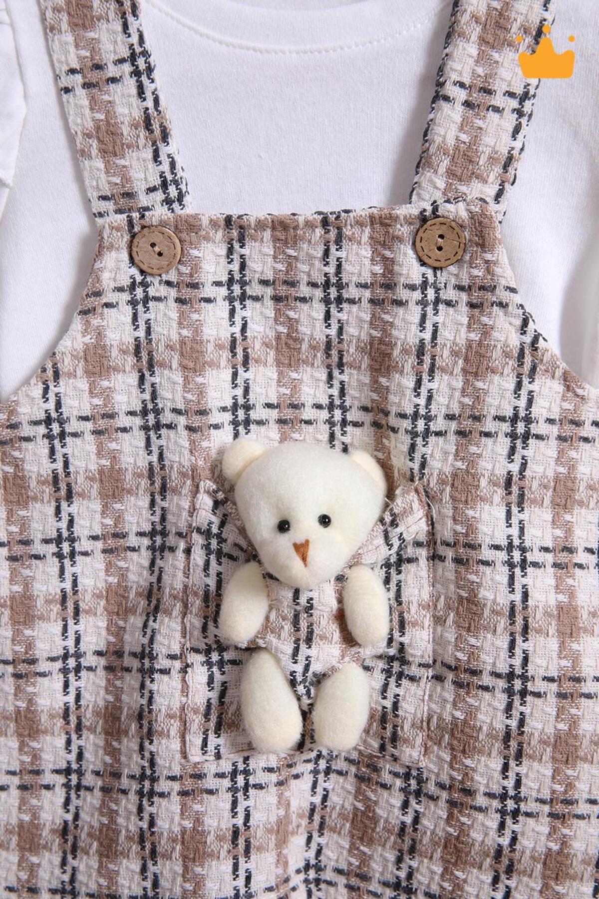 Babyhola Şık Bayramlık Ayılı Oyun Arkadaşı Tüvit Kız Bebek Çocuk Badi Jile 2'li Oyuncaklı Elbise Tak fotoğrafı 5 (önizleme)