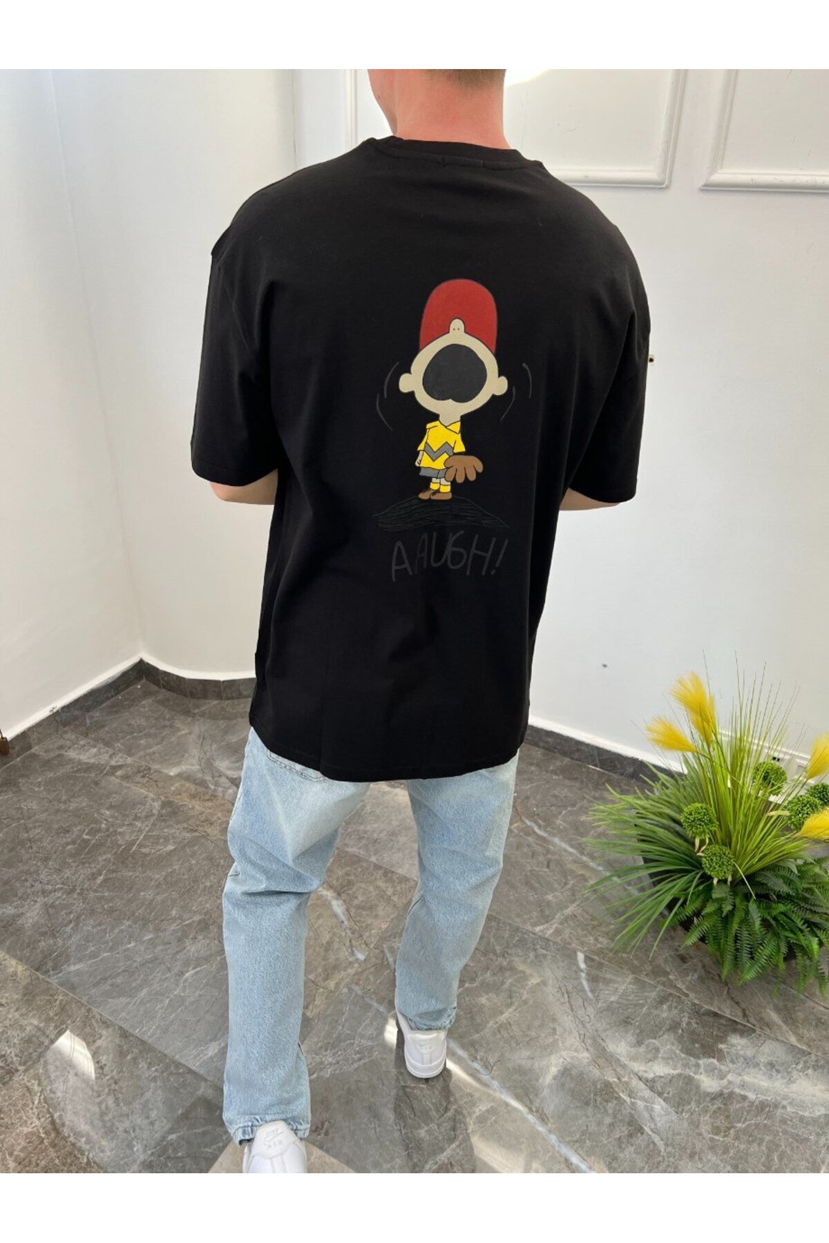 Erkek Aaugh Siyah Tshirt