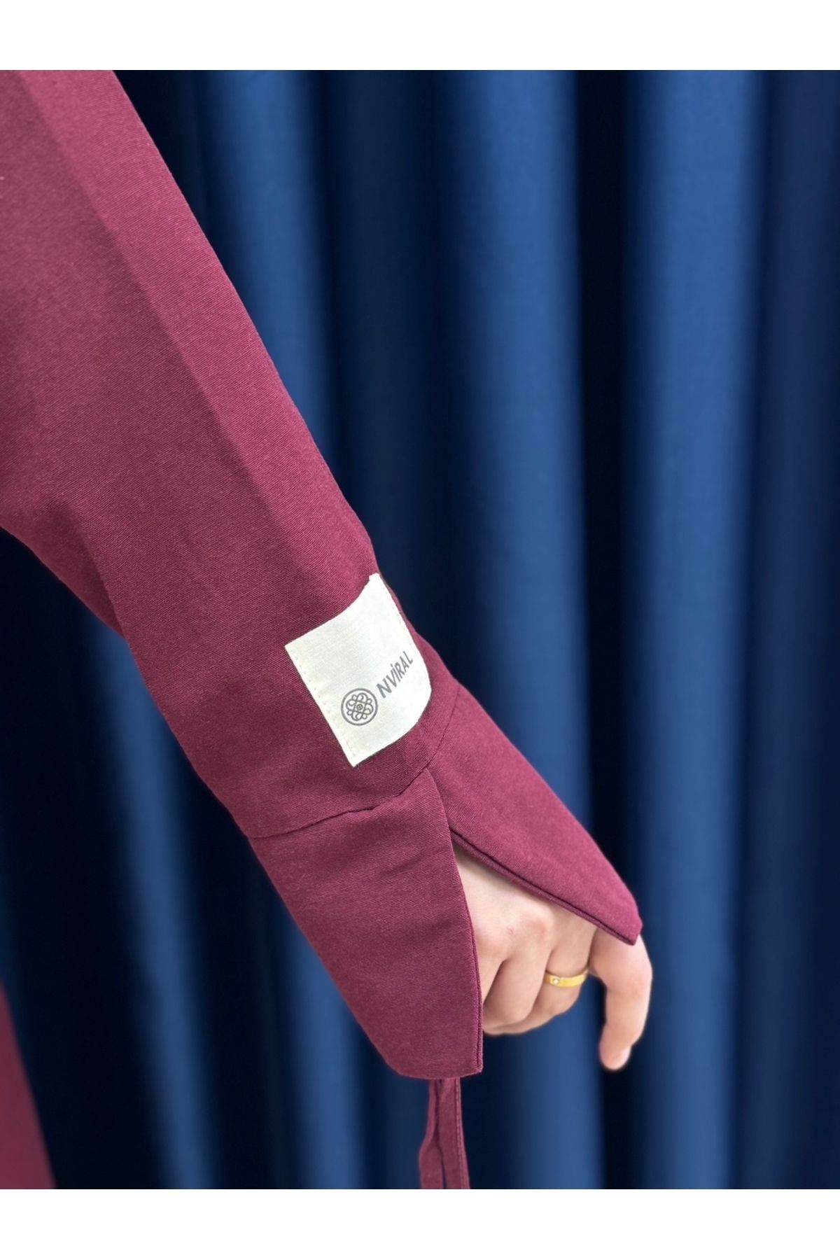 MİHRA STORE-Sultan Kolları Drawstring Single Handle Label Accessory Skirted Suit-Ek-H-110-2 Burgundy 2