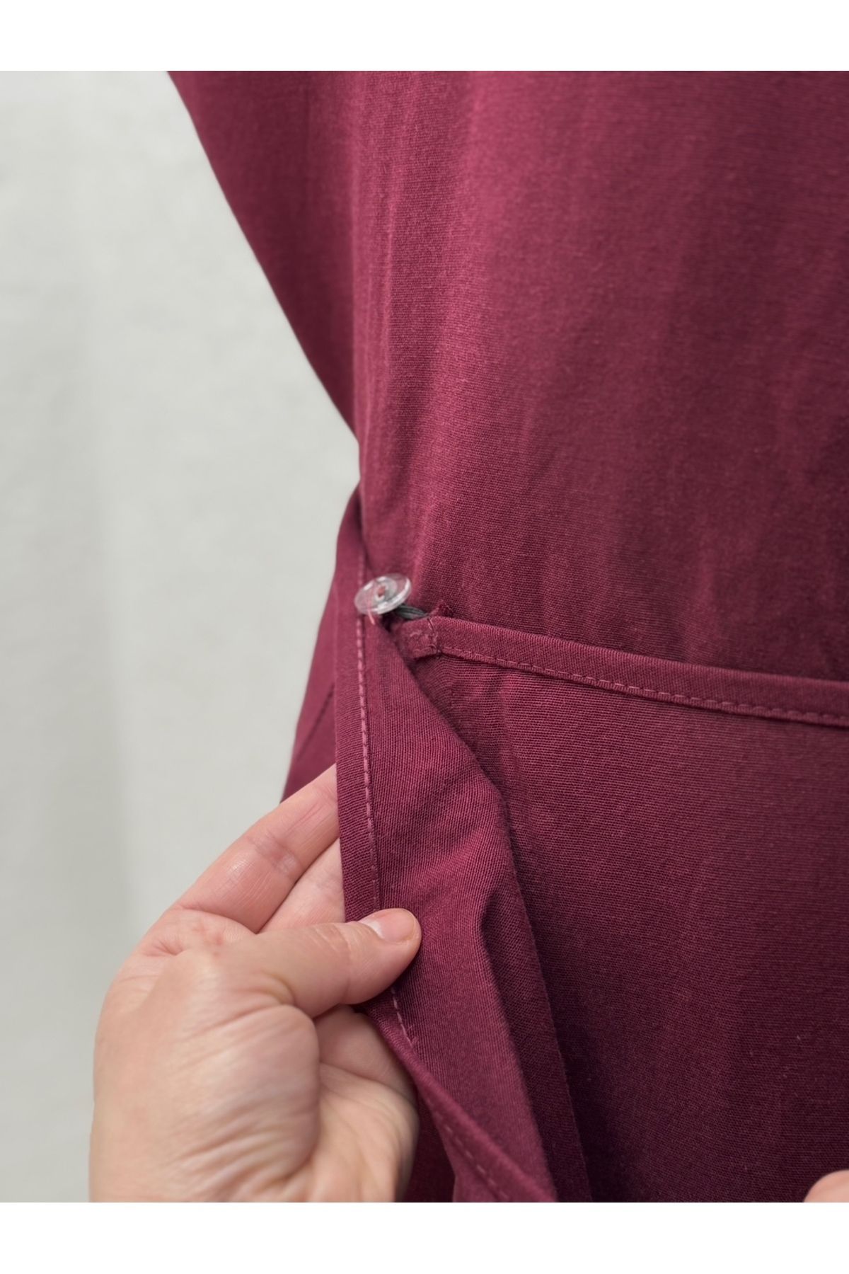 MİHRA STORE-Sultan Kolları Drawstring Single Handle Label Accessory Skirted Suit-Ek-H-110-2 Burgundy 4