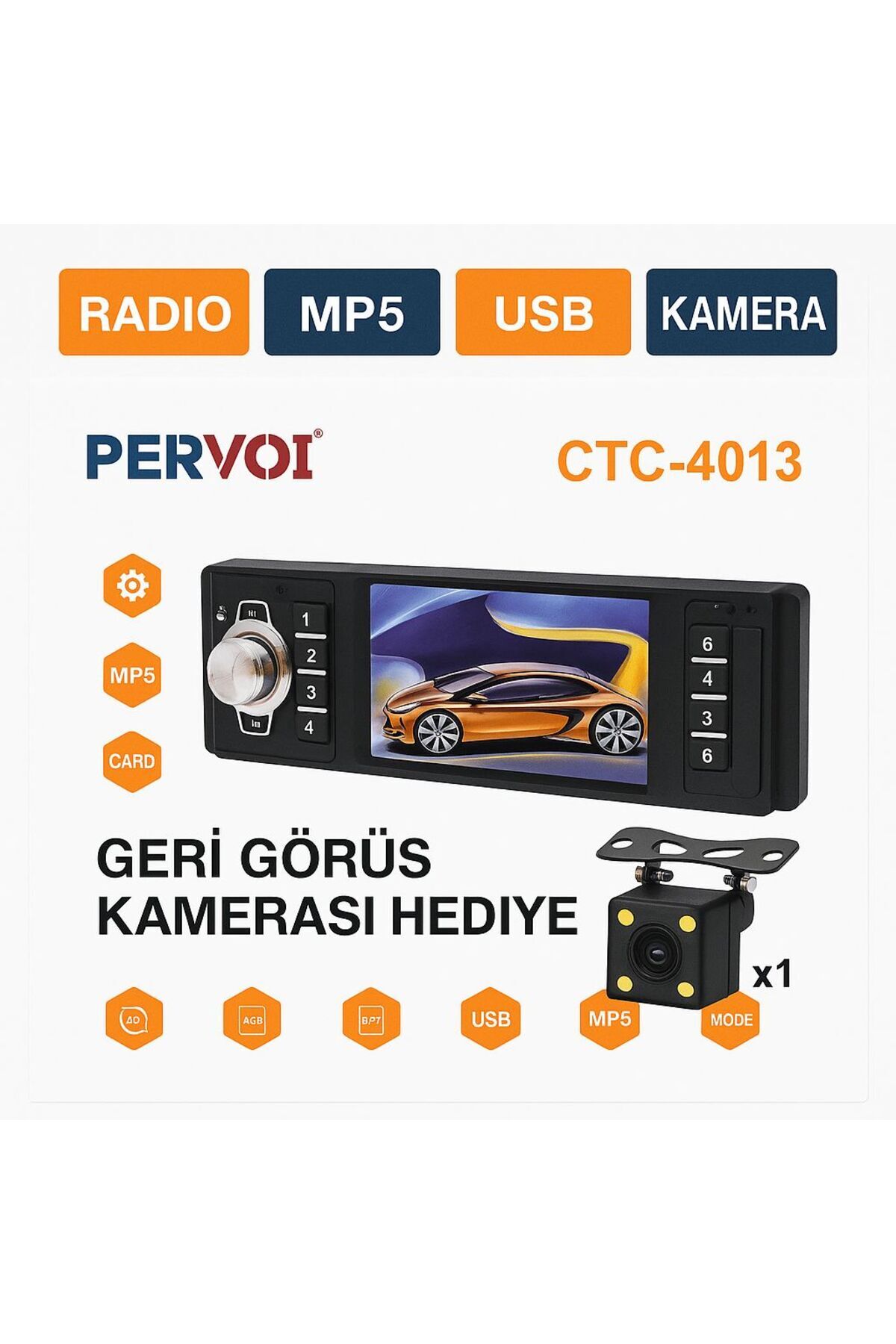 Navigold Pervoi Ctc- 4013 Araba Görüntülü Oto Teyp 4'' Uyumlu Ekranlı Bluetooth- Park Kamerası Clasking