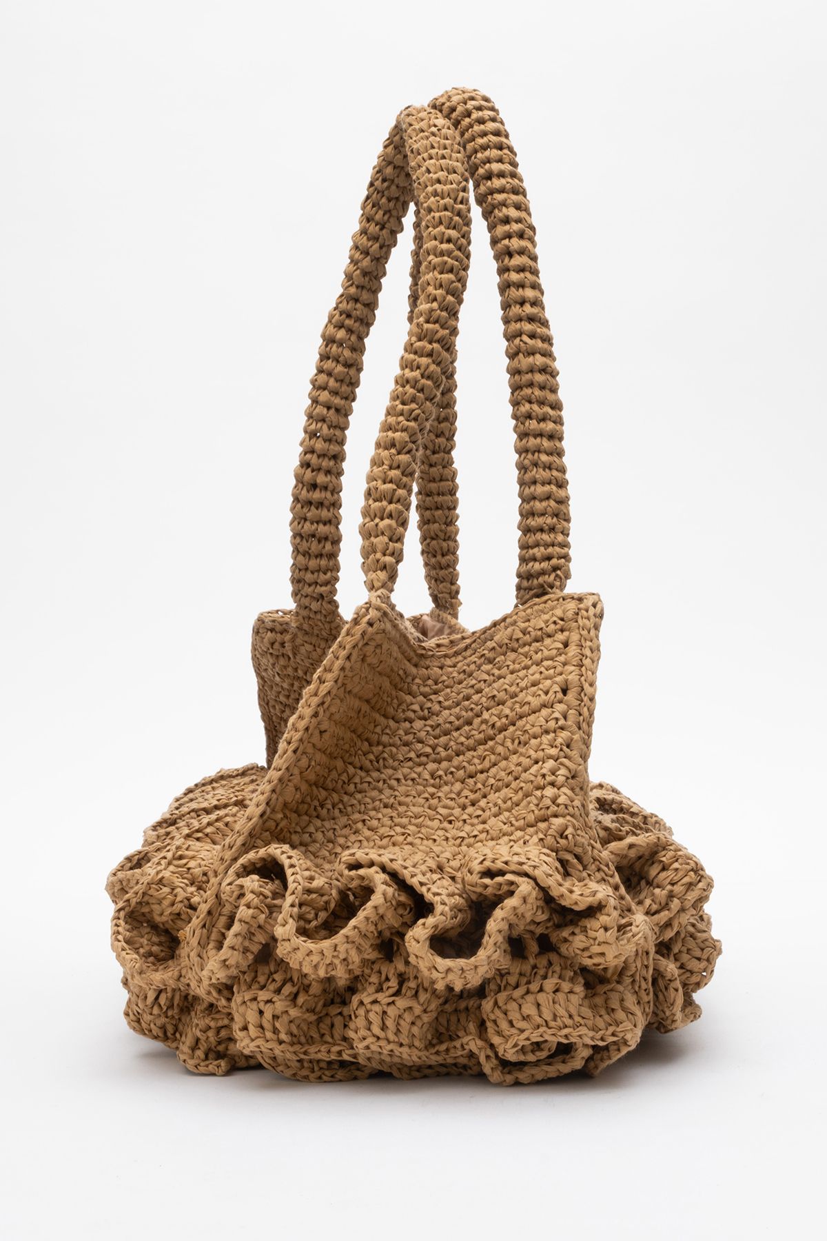 Dericlub-Dericlub Women's Straw Handmade Stylish Shoulder Bag Zy 25007 Linen 3