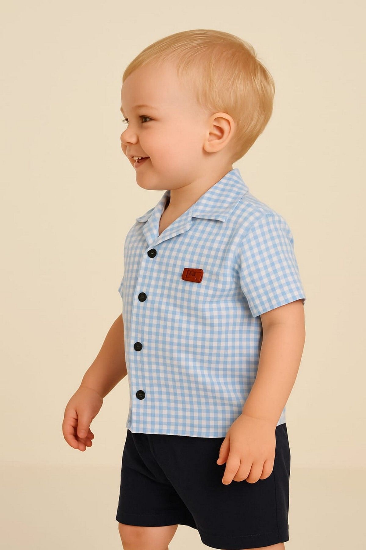 dinamik çocuk-2-Piece Set with Satin Shirt and Shorts for Boys - Summer, Pitta, Short Sleeve (FULL FIT) 2