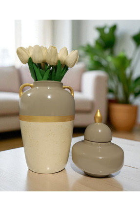 VERA HOME DECOR Seramik El Yapımı Desenli Vazo Şah Küp