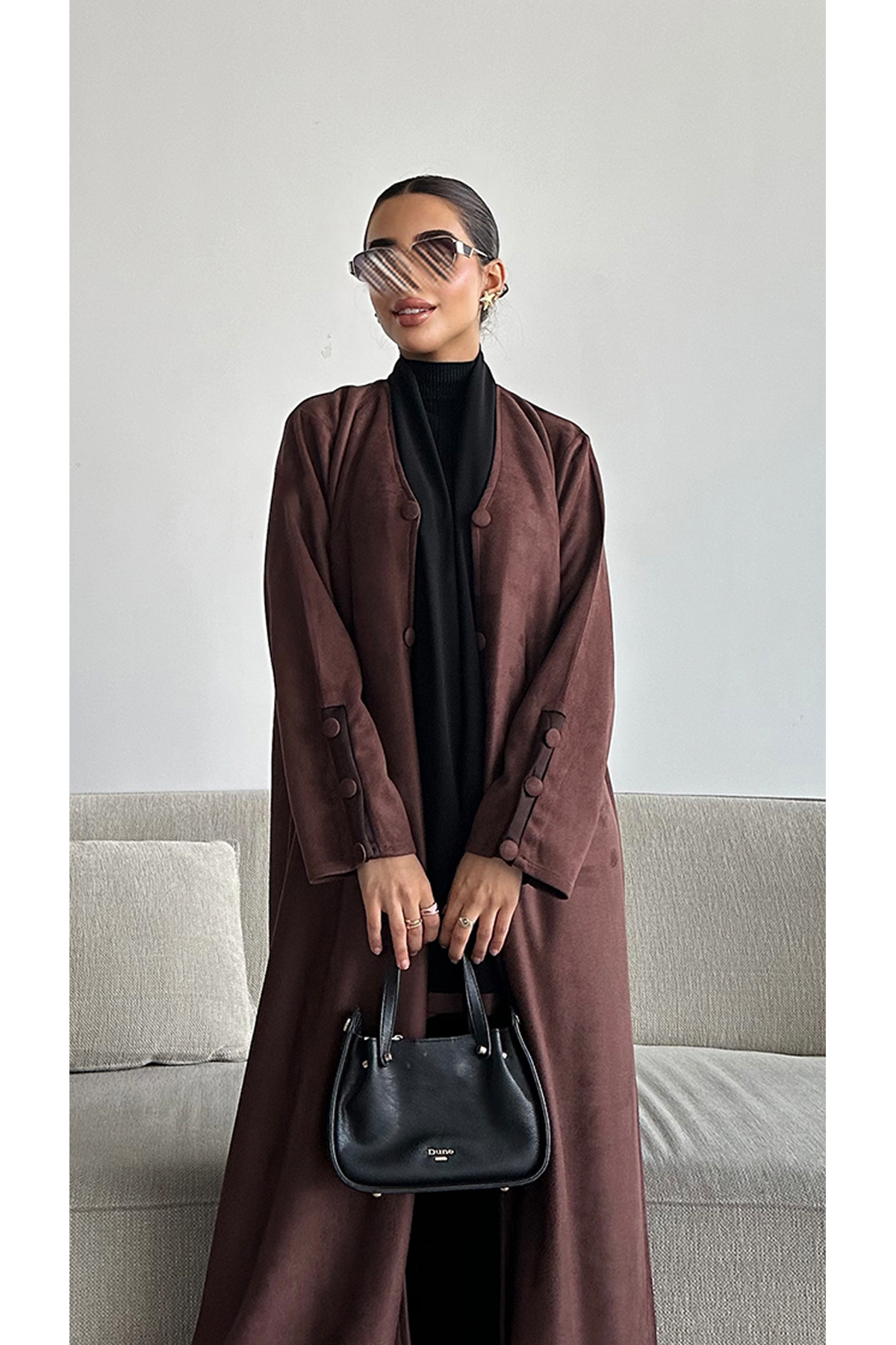 Chamois abaya in brown