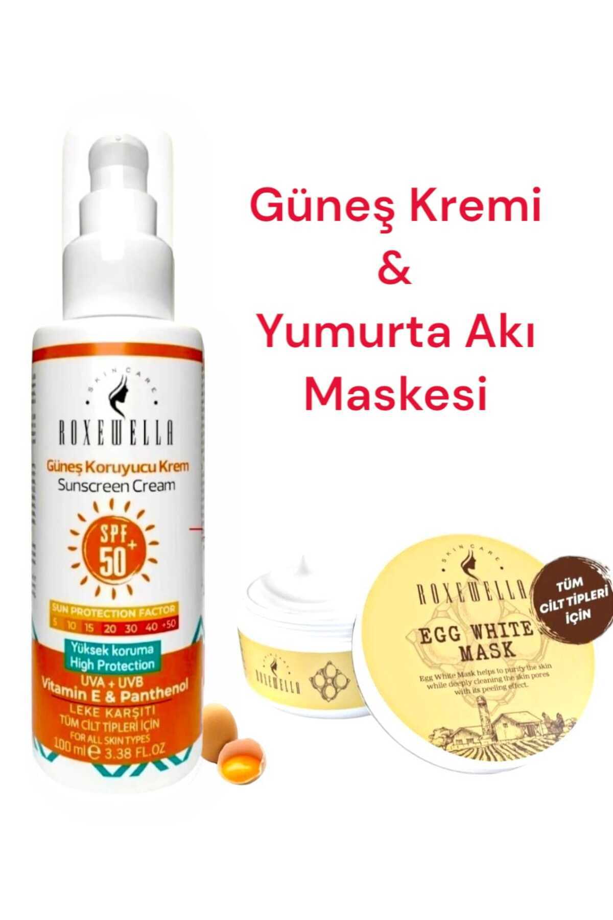 ROXEWELLA Leke Karşıtı Güneş Kremi 100 ml 50spf & Yumurta Akı Maskesi