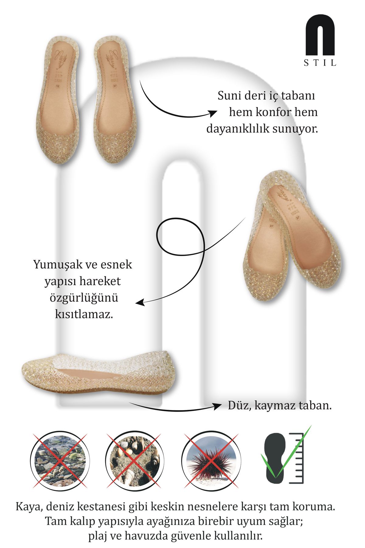 İmerShoes-Καθημερινά A Γυναικεία Αντιολισθητική Χοντρή Σόλα Ασημί Μαλακά Κομψά Παπούτσια Παραλίας Πισίνας J2 4