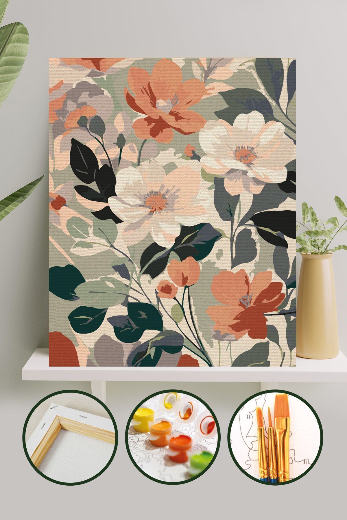 Palmiye Hobi Sanat Kırtasiye Sayılarla Boyama 40x50 Cm Tuval Seti Fırça Boya Dahil Çıtaya Gerili - Ilkbahar