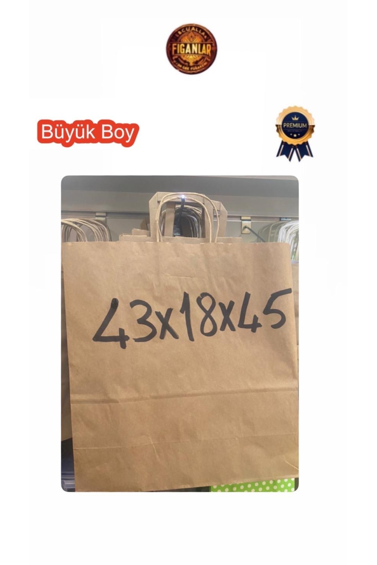 figanlar ambalaj 25 Adet 1.Kalite Kraft Büküm Saplı BÜYÜK BOY Hediye Poşeti/Kağıt Çanta 45x43x18cm