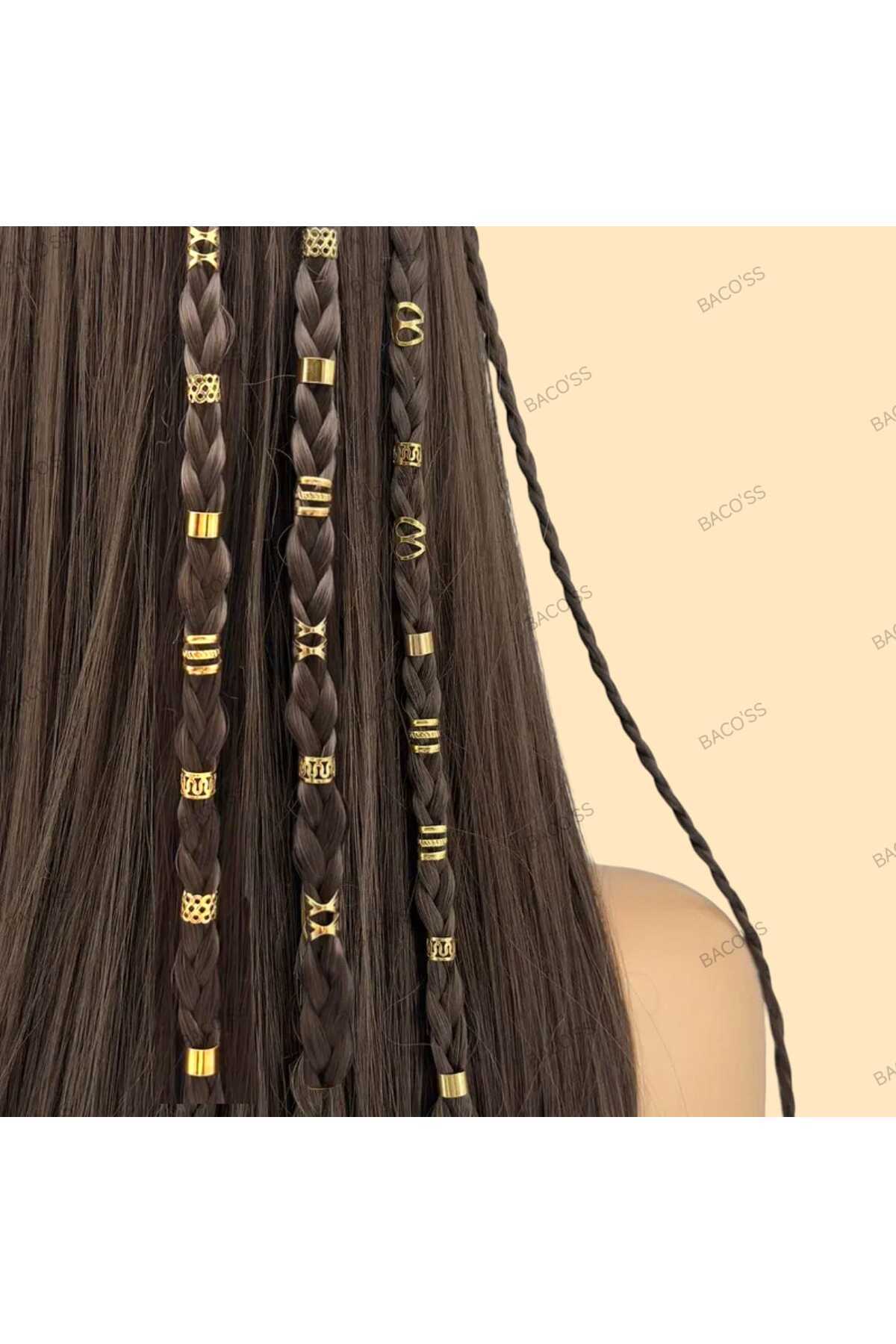 Bacoss Bohem Saç Halkası-Saç Küpesi Seti Modern Stil 10 Lu Hair Charms ( BC-1219 ) görsel 2