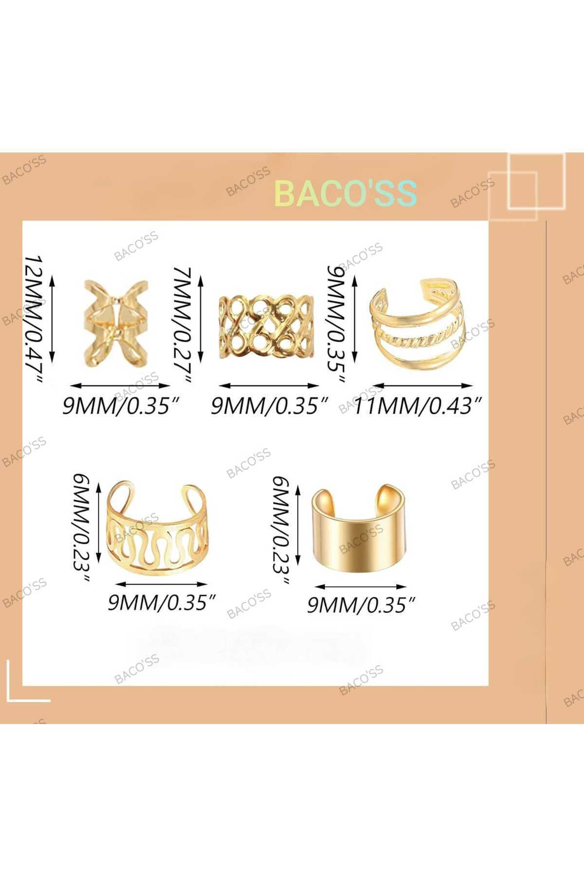 Bacoss Bohem Saç Halkası-Saç Küpesi Seti Modern Stil 10 Lu Hair Charms ( BC-1219 ) görsel 4