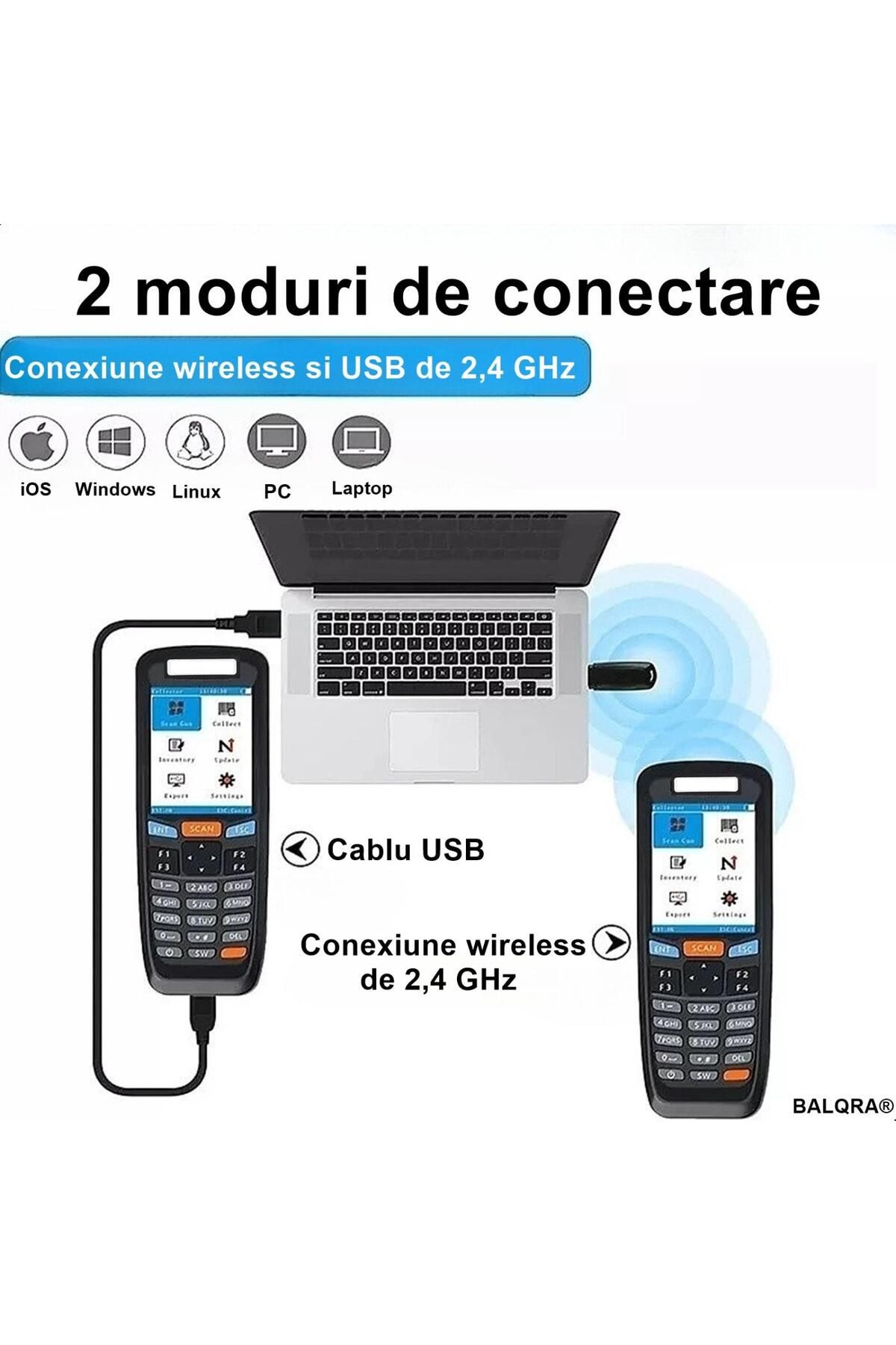 BALQRA-Scanner coduri de bare BALQRA® ,Wireless,Portabil,Cititor coduri 1D/2D/QR Ecran HD,Autonomie 30 ore 7