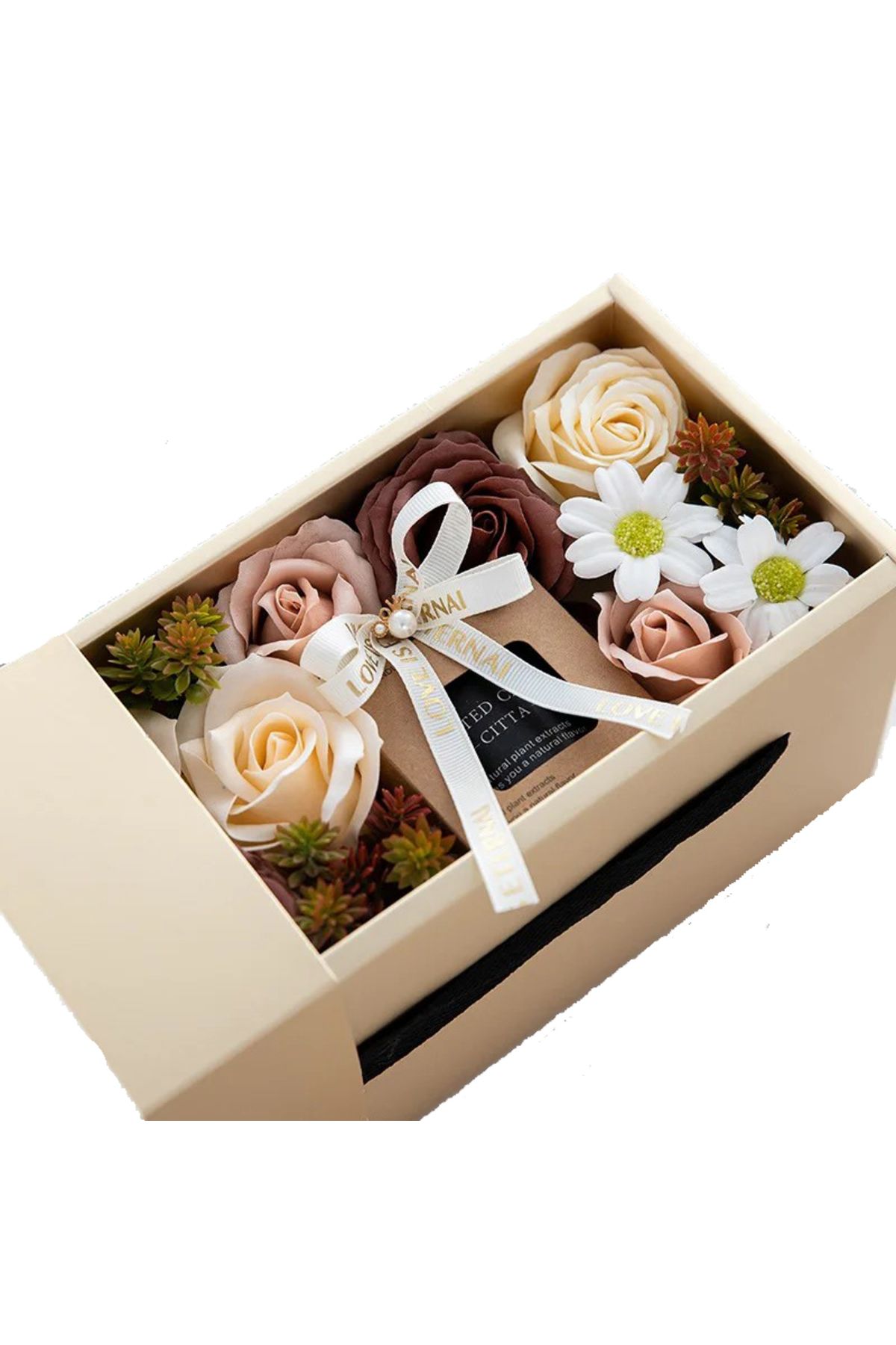 OEM Set Lumânare Parfumată Și Aranjament Floral Cu Trandafiri Din Săpun, Crem - One Size