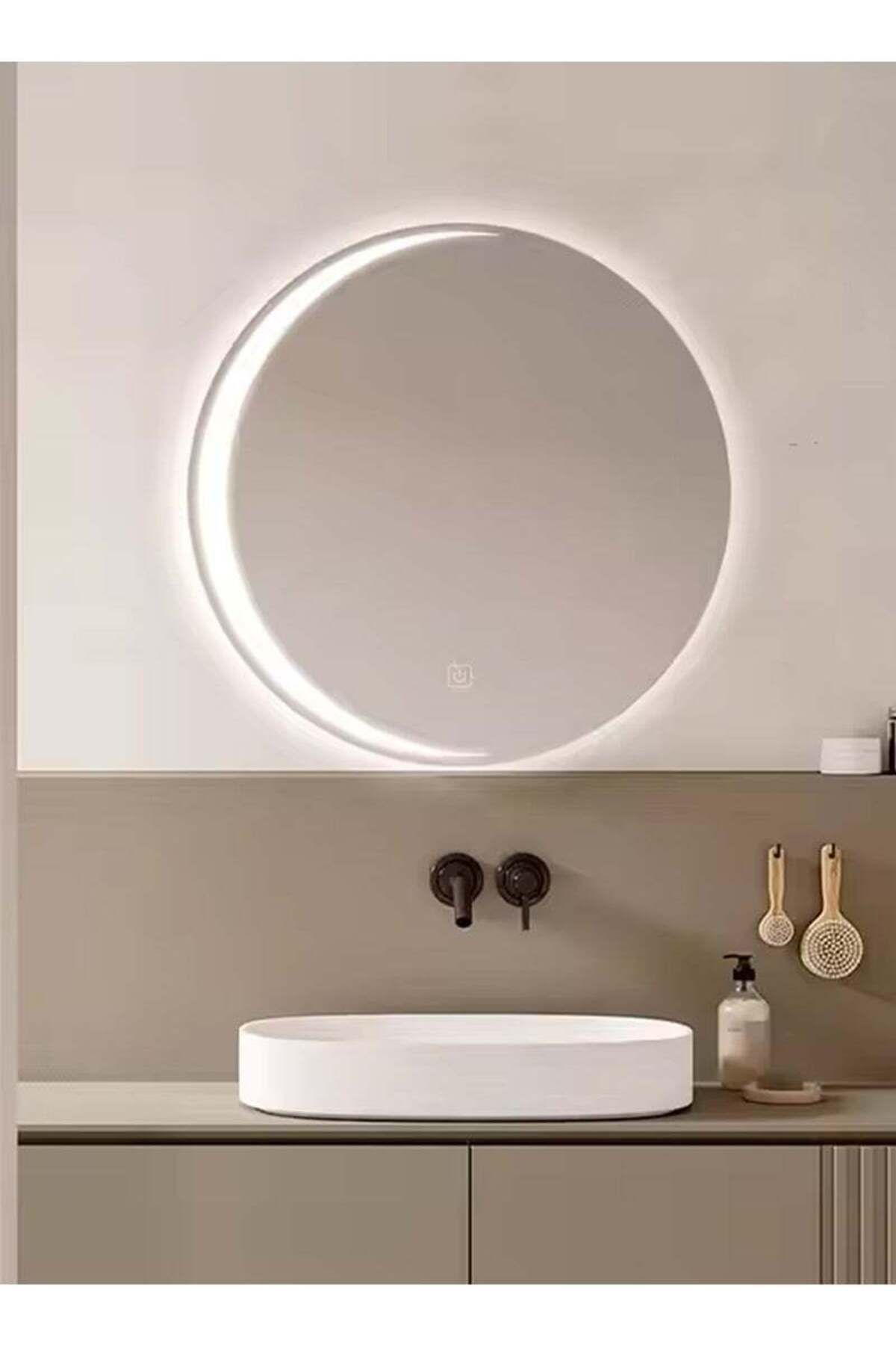 Taimi-50CM Framless Bathroom Mirror with 3-Levels Front LED Hilal Shape LED , Wall Mirror, Makup Mirror 5