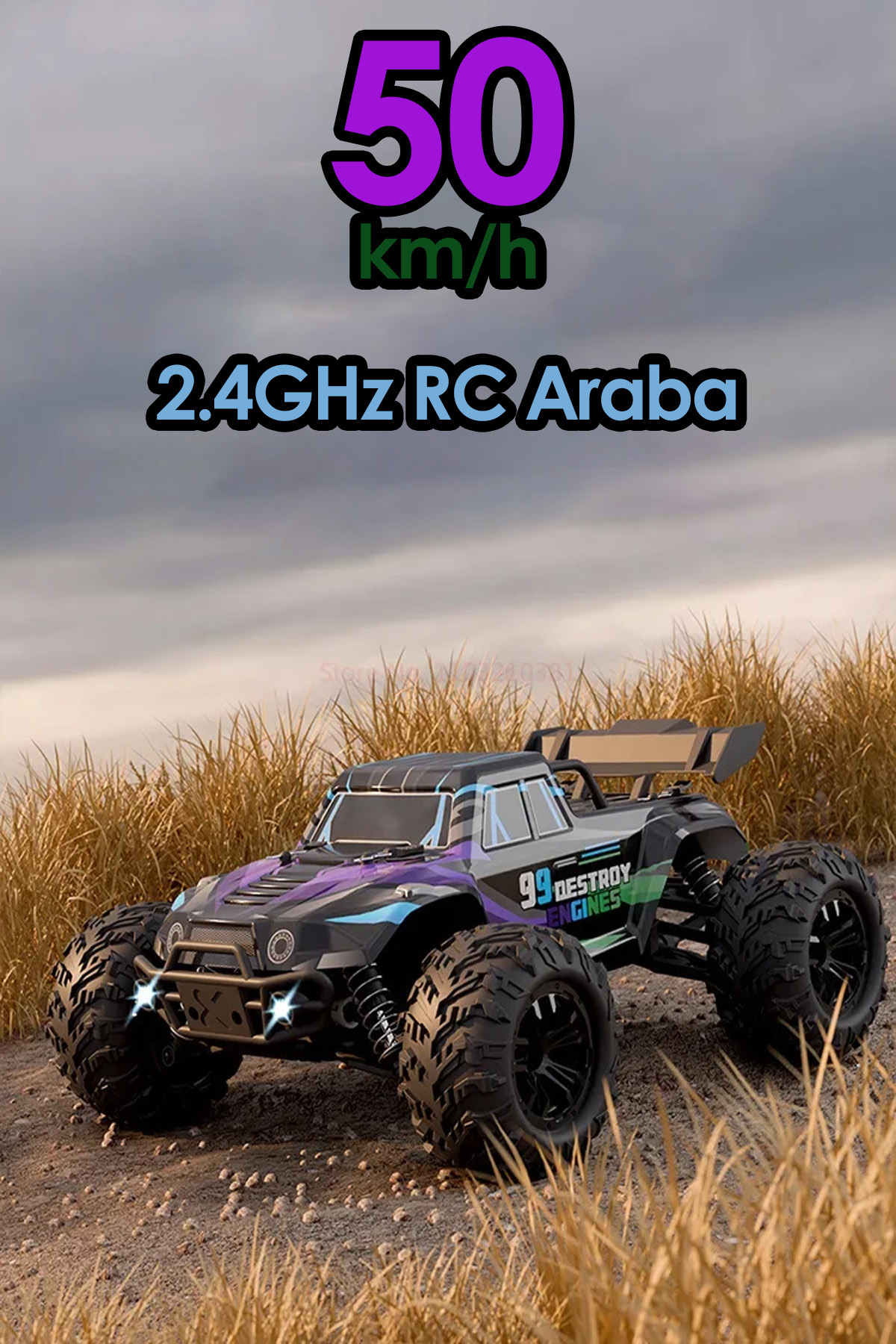 oyuncakgidiyor 50 KM Hız Yapan Metal iç Aksam RC Araba 2.4GHz Şarjlı Uzaktan Kumandalı Araba