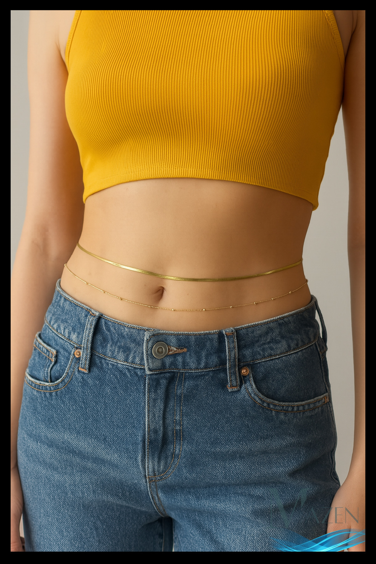 MAZEN Çelik Kaplama Bel Zinciri | İtalyan Zincir | Çok Fonksiyonlu Zarif Tasarım