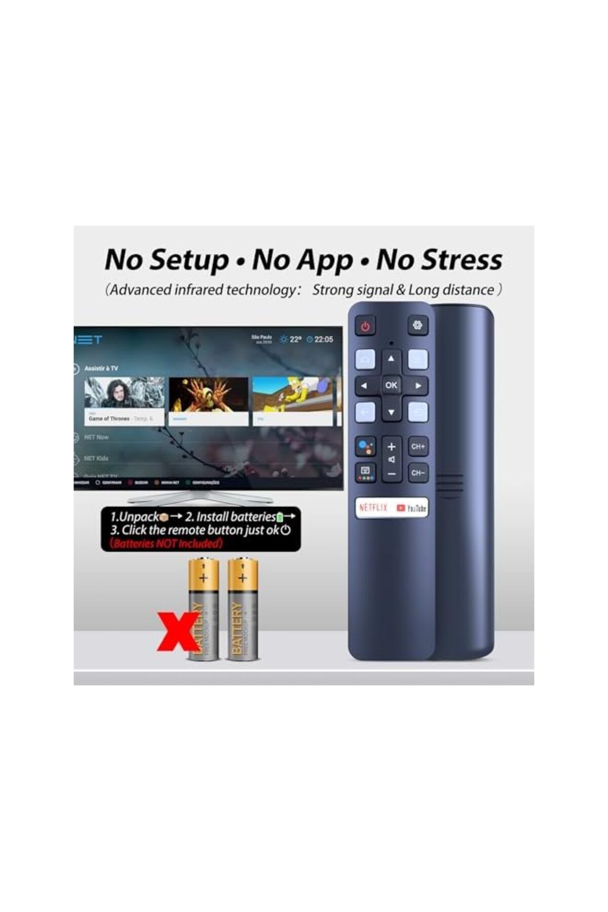 The Bros-Replacement Remote Control for TCL Smart TV Remote with NETFLIX FNR1 RC802V 4