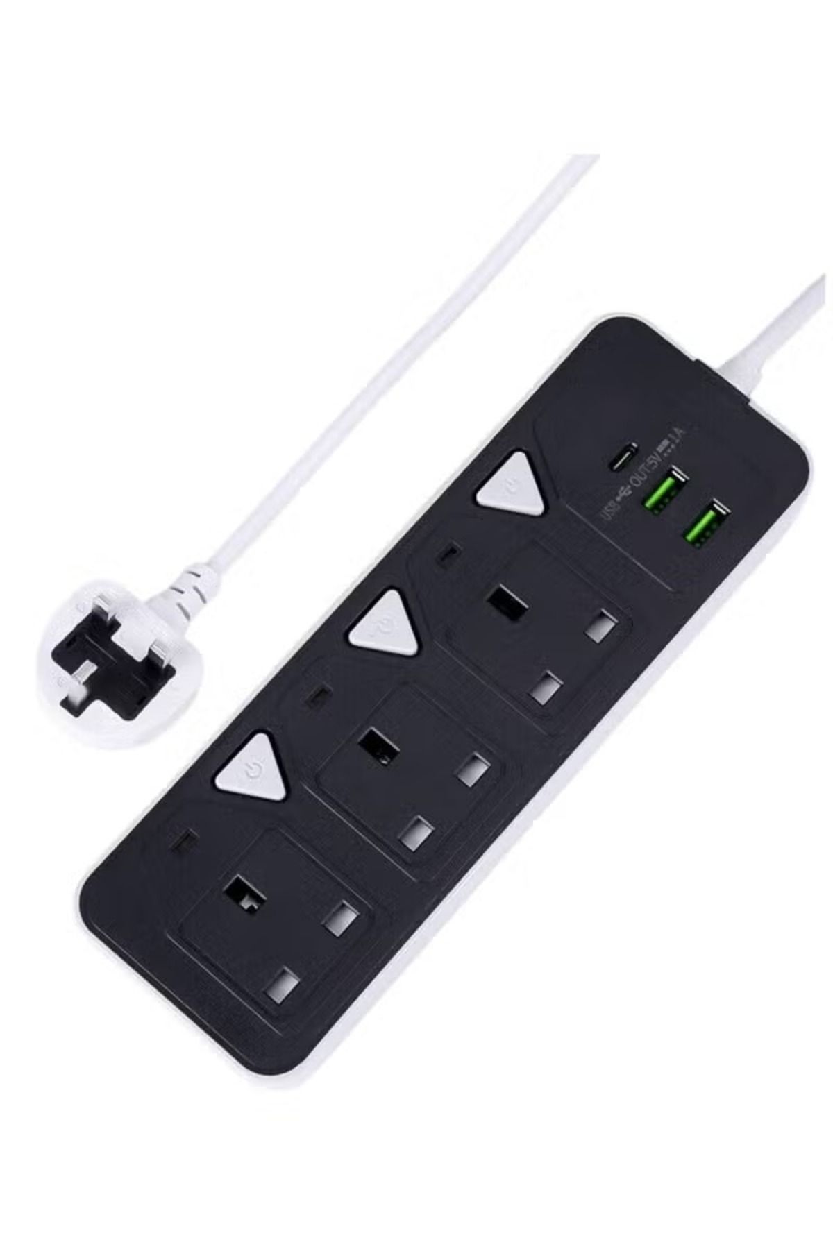 powermax-MX55 6 في 1 مقبس تمديد الطاقة - 2500 واط تمديد شريط الطاقة مع 3 منافذ تيار متردد + 2 USB + 1 PD 6