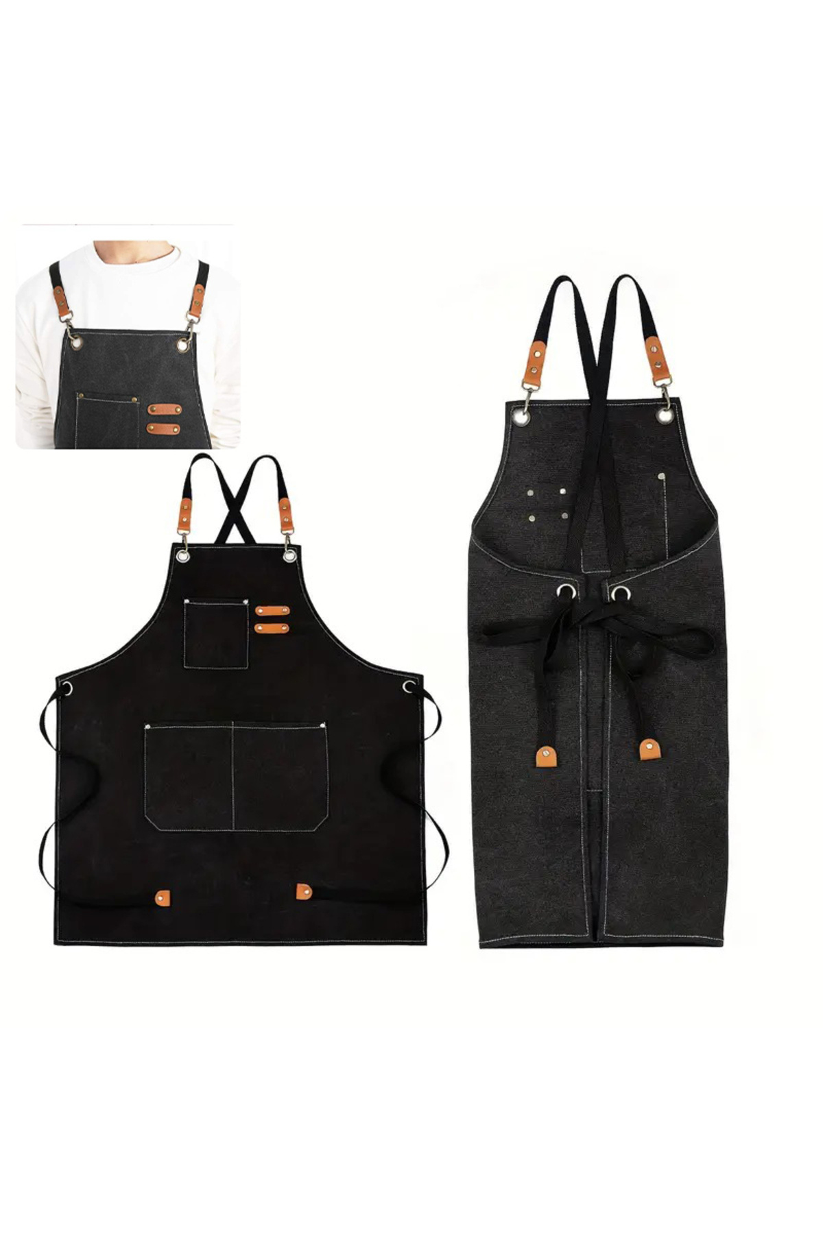 Omran Cart Apron For Barista, Unisex Cotton Apron For Cafe, Kitchen & Barber Extra Large