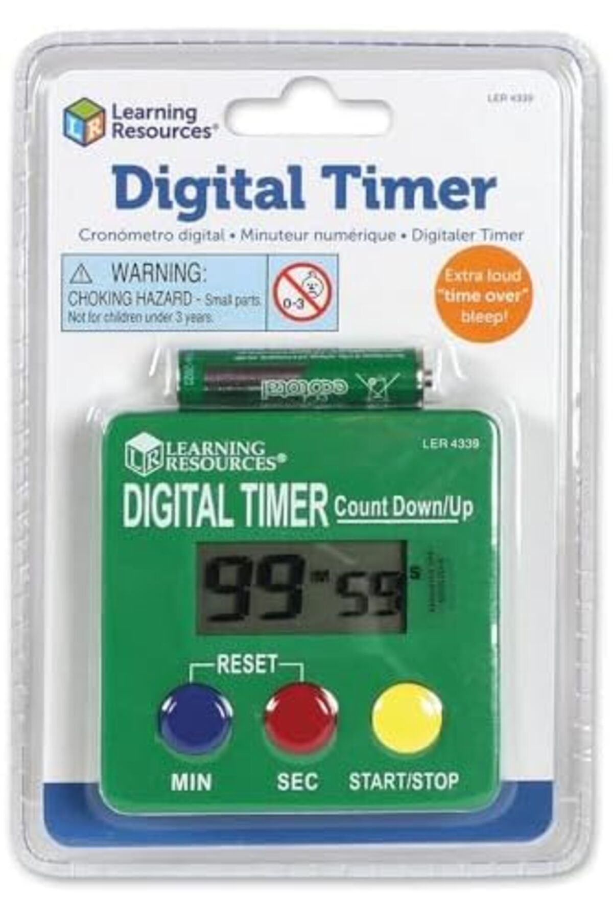 Learning Resources-Learning Resources Digital Timer, Count Down/Up, Displays Seconds/Minutes, Ages 5+, Multicolor 4