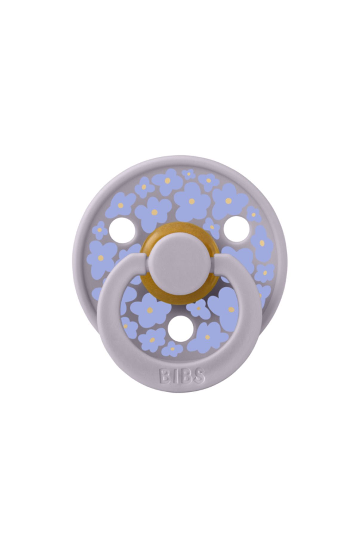 Bibs-BIBS Studio Colour Flower Latex Pacifier, Round Teat, Fossil Grey 2