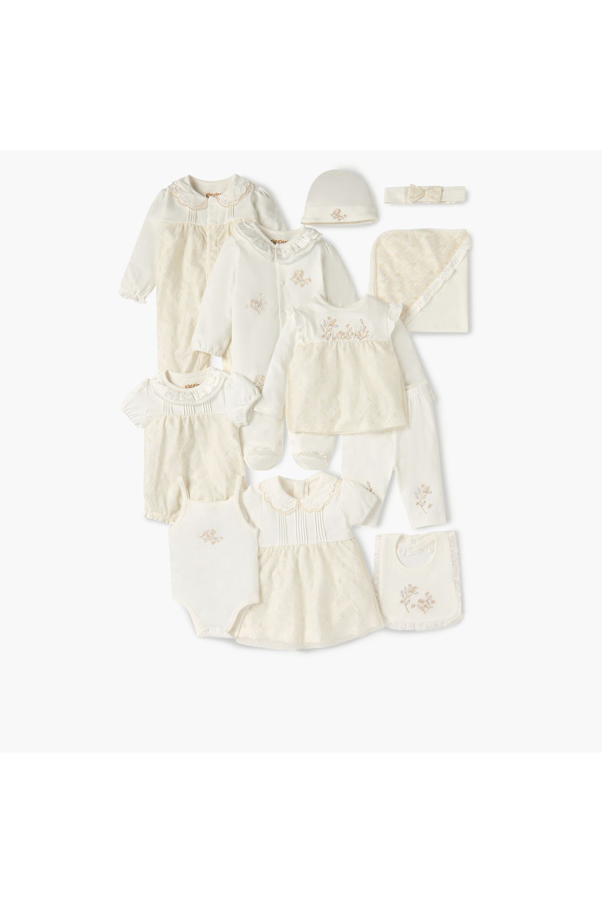 giggles-Textured Romper with Short Sleeves and Snap Button Closure 5