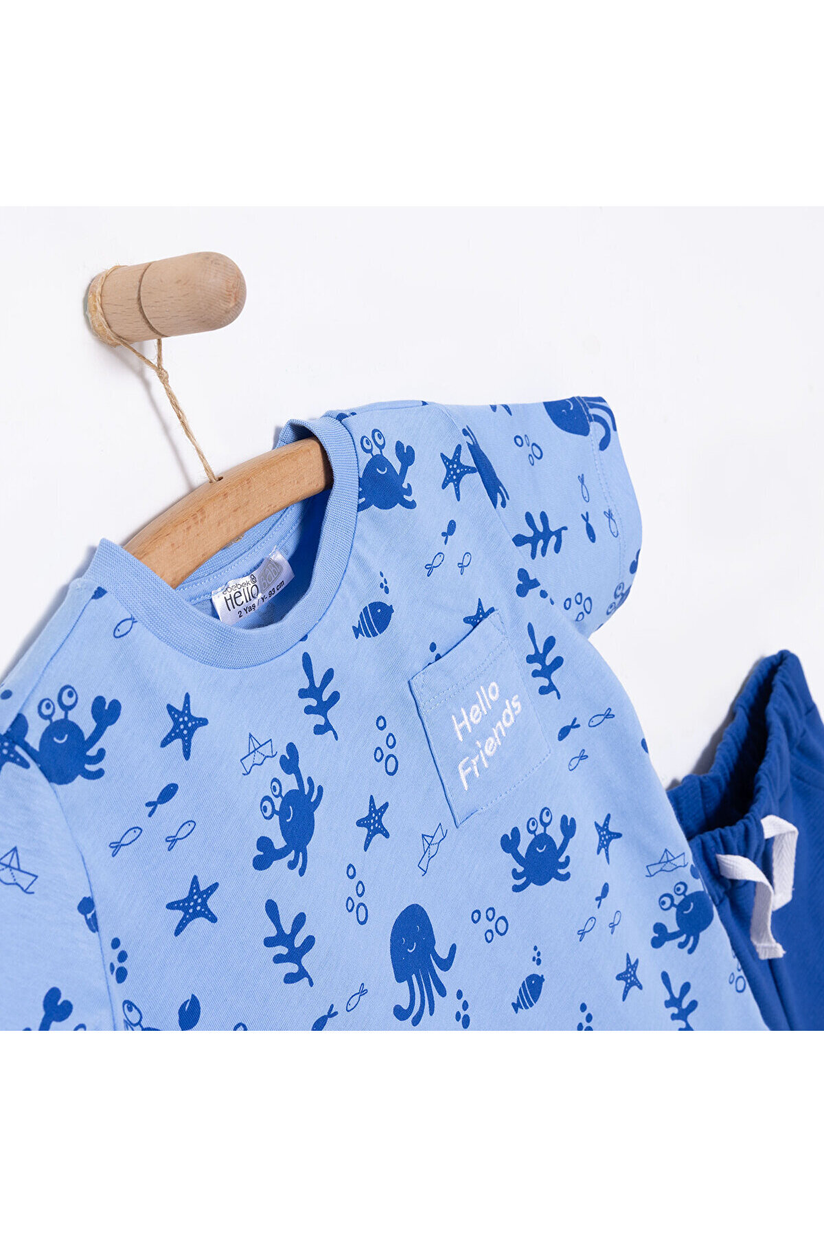 ebebek Hello Baby HelloBaby Under the Sea Deniz Kabuğu Baskılı Erkek Tshirt-Şort Erkek Bebek fotoğrafı 3 (önizleme)