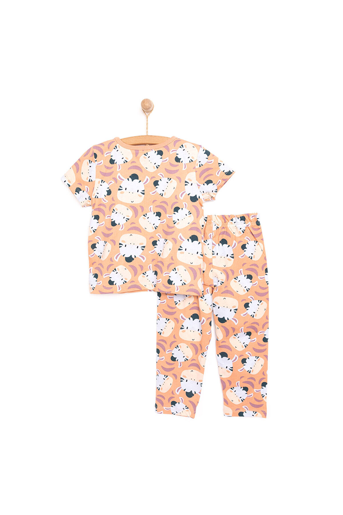 ebebek Hello Baby HelloBaby Erkek Bebek Pijama Takımı Zebra Desenli Bisiklet Yaka Reçme Paça Kısa Kol Somon fotoğrafı 2 (önizleme)