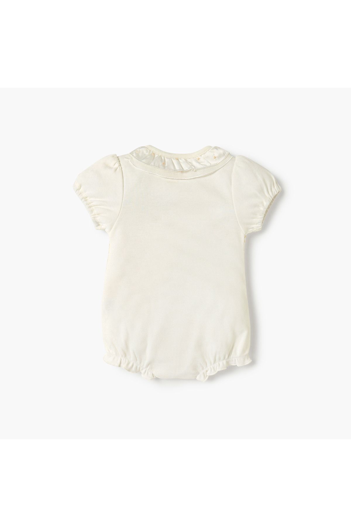 giggles-Textured Romper with Short Sleeves and Snap Button Closure 2