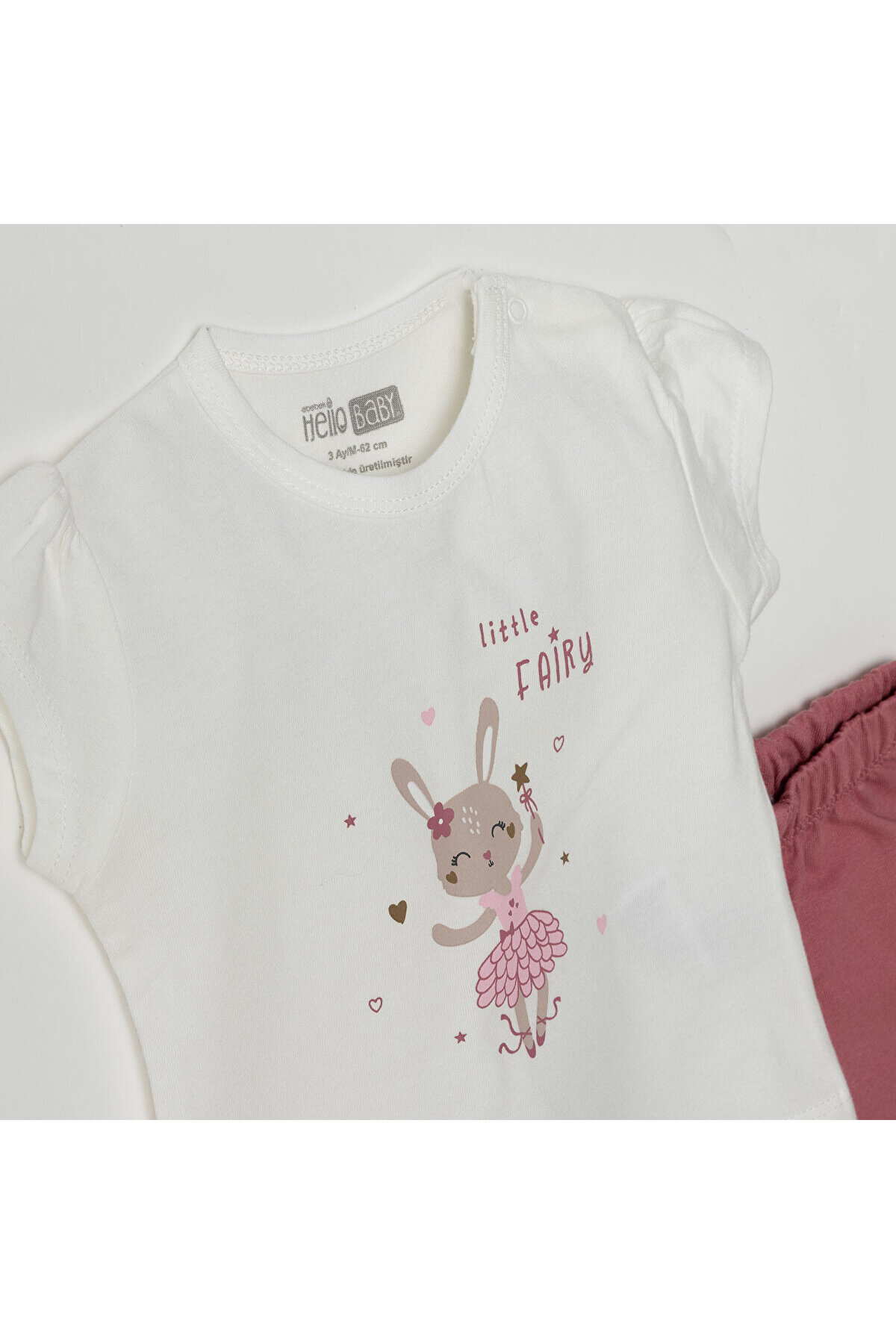 ebebek Hello Baby HelloBaby Baskılı 2 ip Yenidoğan Kız Tshirt-Şort Kız Bebek fotoğrafı 2 (önizleme)