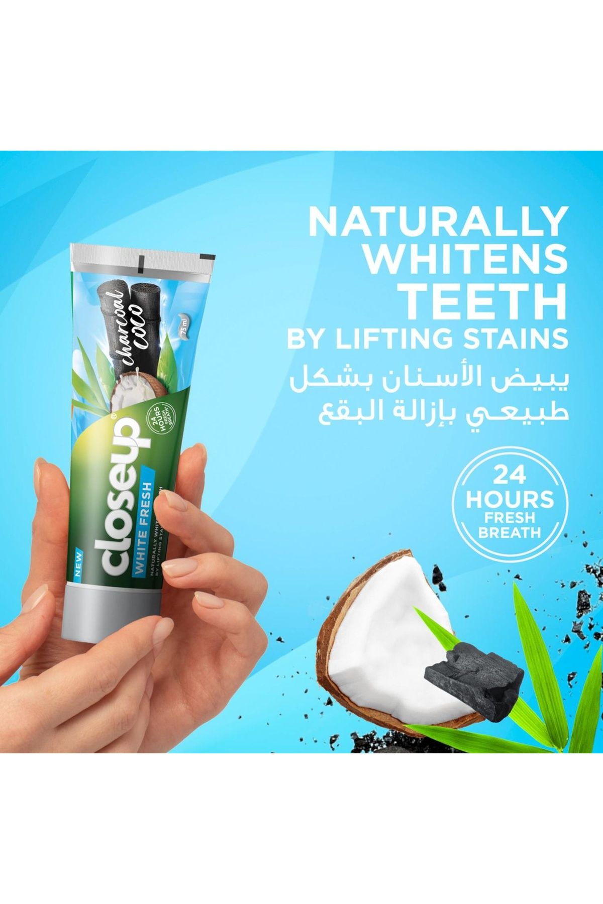 Closeup-White Fresh Charcoal Coco Toothpaste 75 ml 3