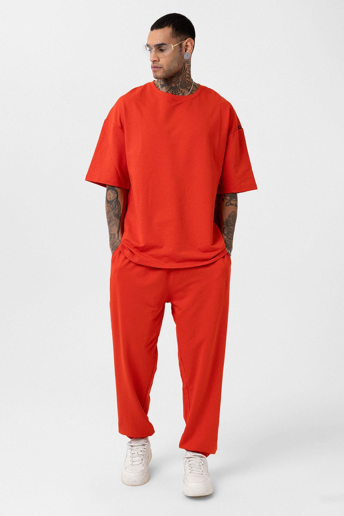 Paça Lastikli Basic Oversize Eşofman Takımı Mercan — رنگارنگ 30-123 — تصویر 2 از 8