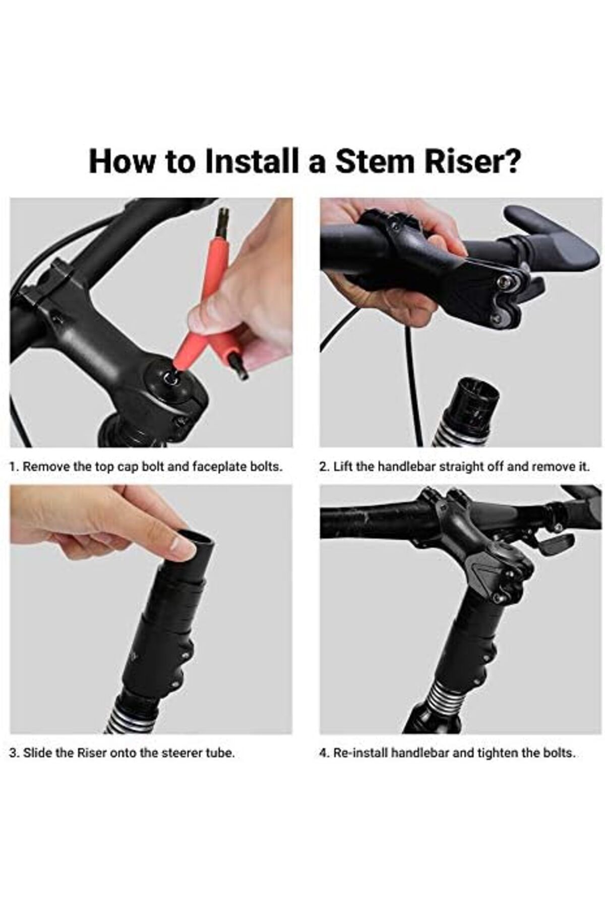 Inkbird-LERWAY Bike Stem Riser Extender MTB Handlebar Stem Adapter with Hex Key for 1-1/8" 28.6mm Fork Alumi 5