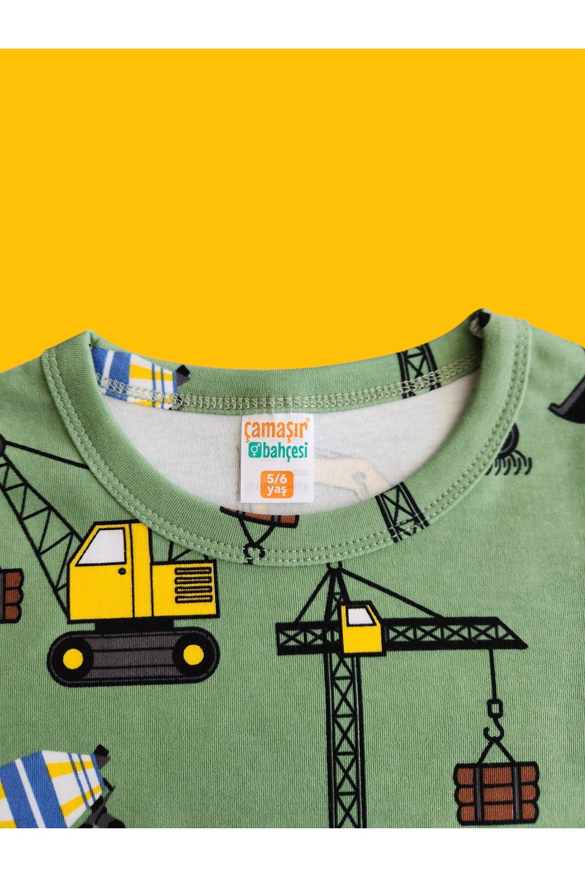 çamaşır bahçesi kendinize iyi bakın Uzun Kollu Desenli Çocuk Pijama Takım #baskılıçocukpijamatakım #çamaşırbahçesi #inşaatdesenipijama fotoğrafı 6 (önizleme)