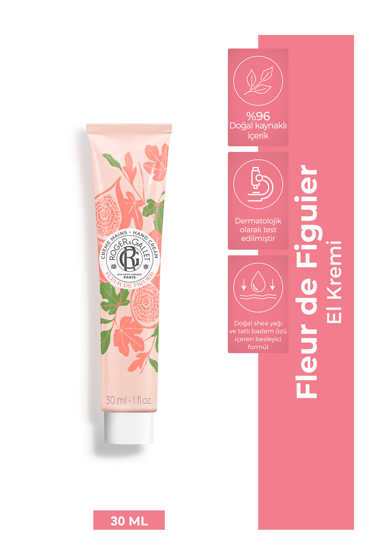 Roger&Gallet Roger & Gallet Fleur De Figuier El Kremi 30 ml - Doğal İncir Özlü & Yumuşatıcı El Bakımı — 3701436916510