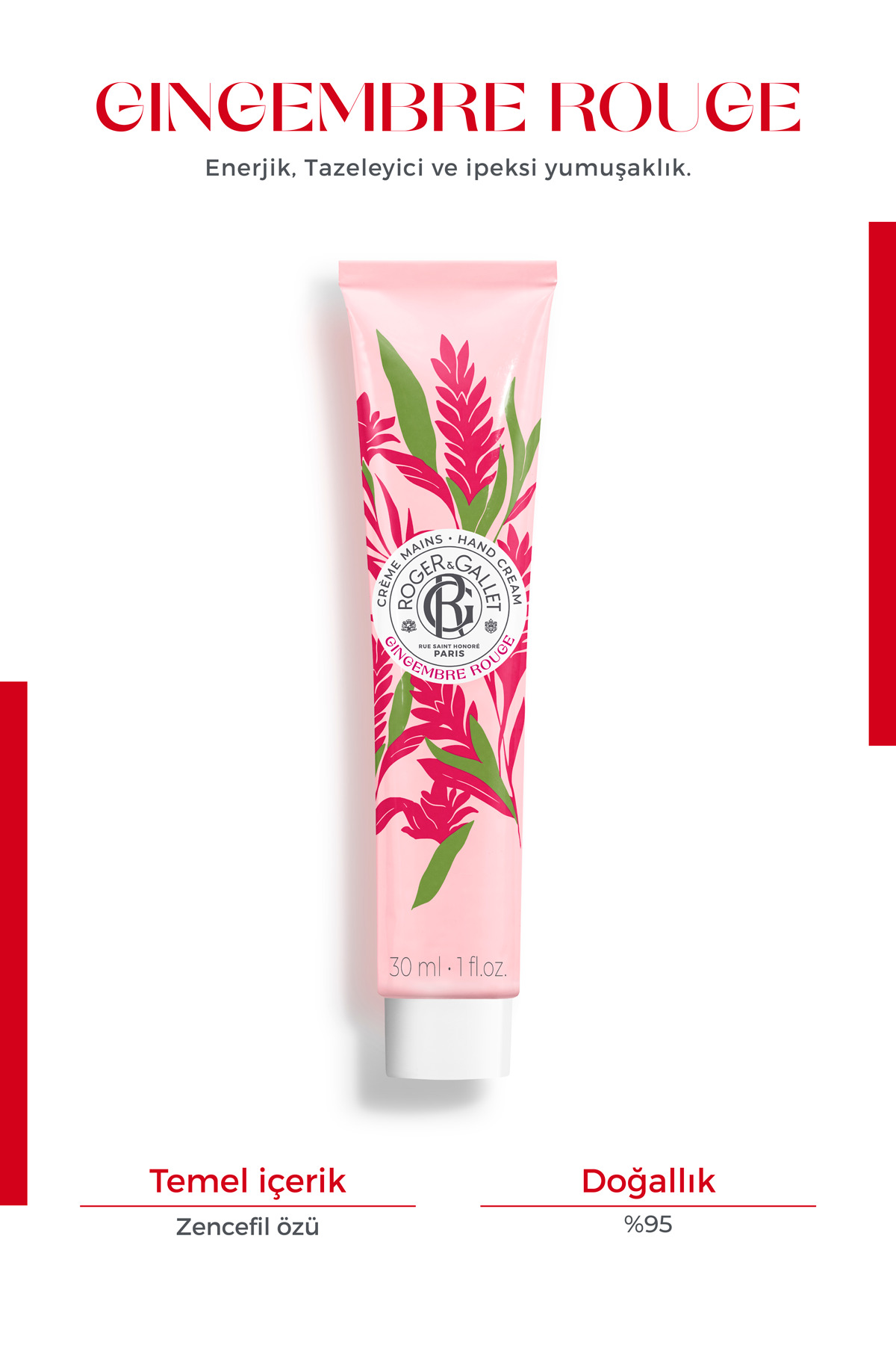 Roger & Gallet Gingembre Rouge El Kremi 30 ml - Doğal Zencefil & Canlandırıcı El Bakımı — 3701436916527 — تصویر 2 از 2