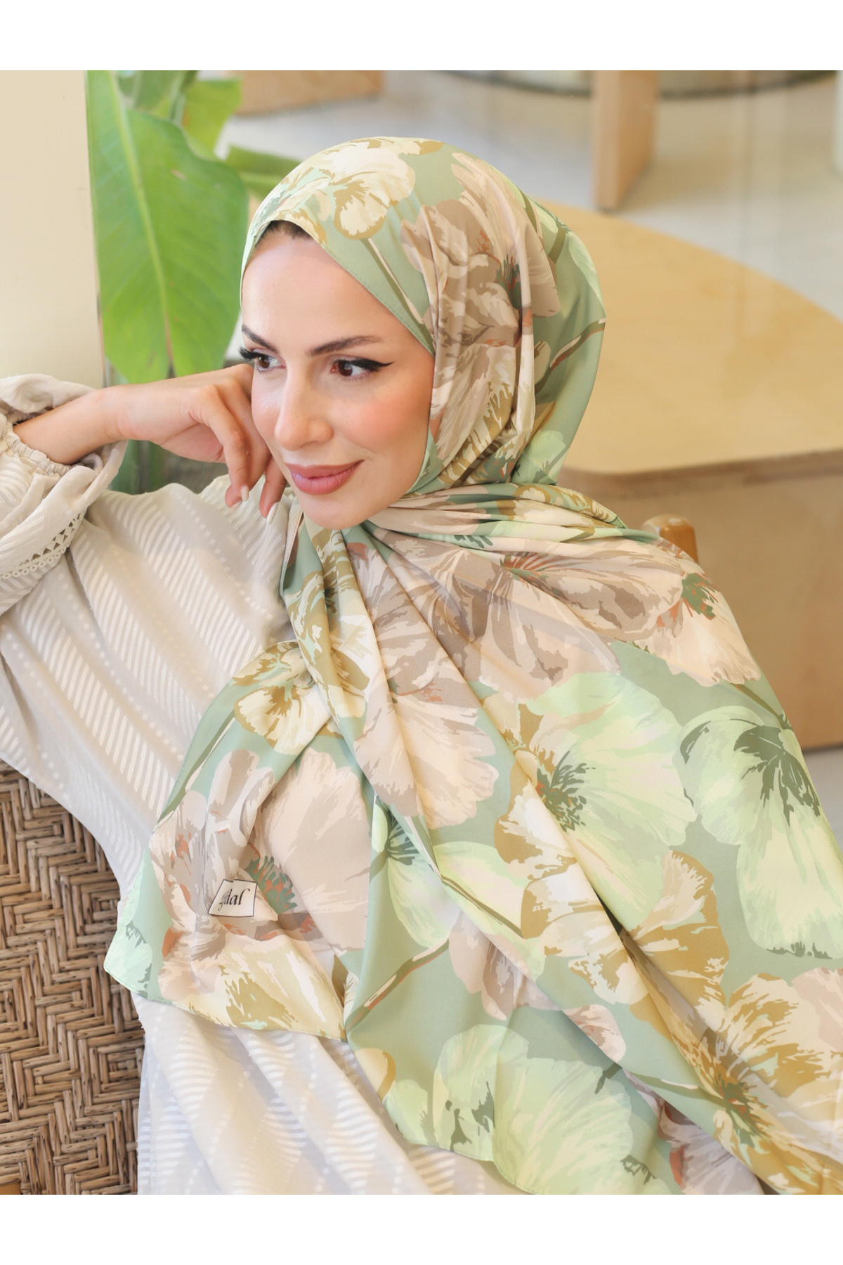efdal şal eşarp-Poppy Flower Pattern Crepe Shawl 4