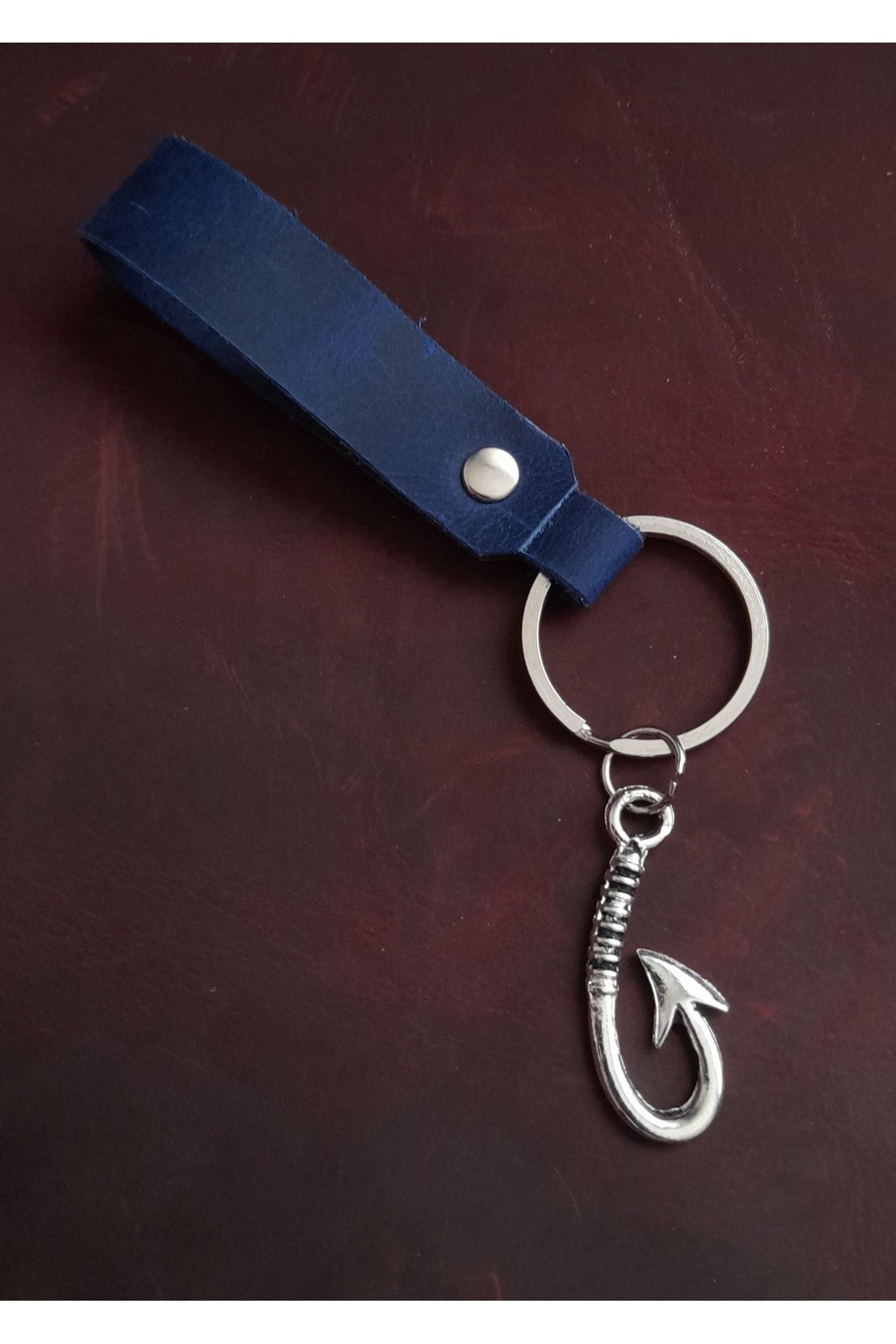 BSN Store-Hook Fisherman Symbol Keychain Hand Made Real Leather Keychain 1