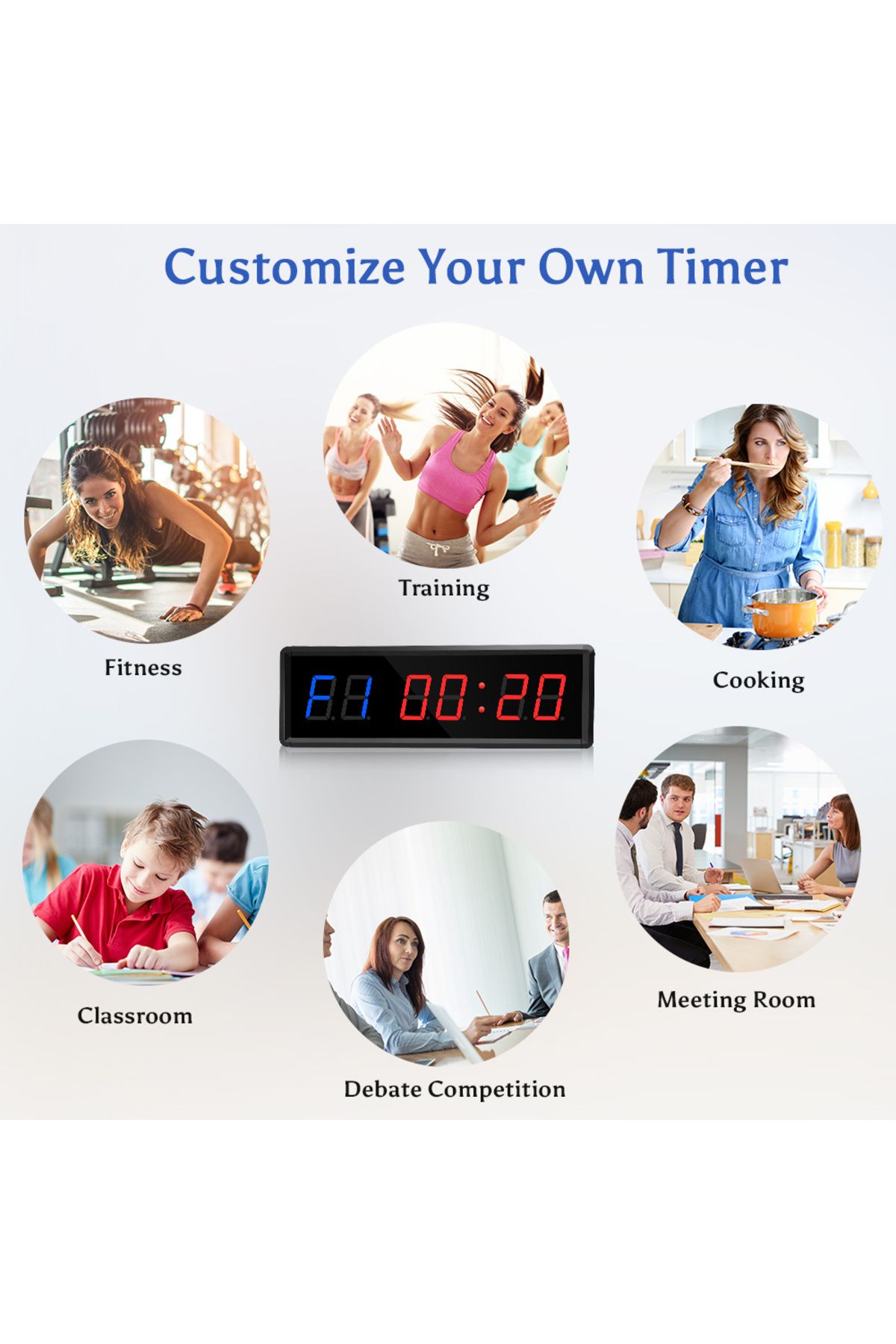 Choice-Programmable Remote control LED crossfit timer Interval Timer garage timer sports training clock ... 5