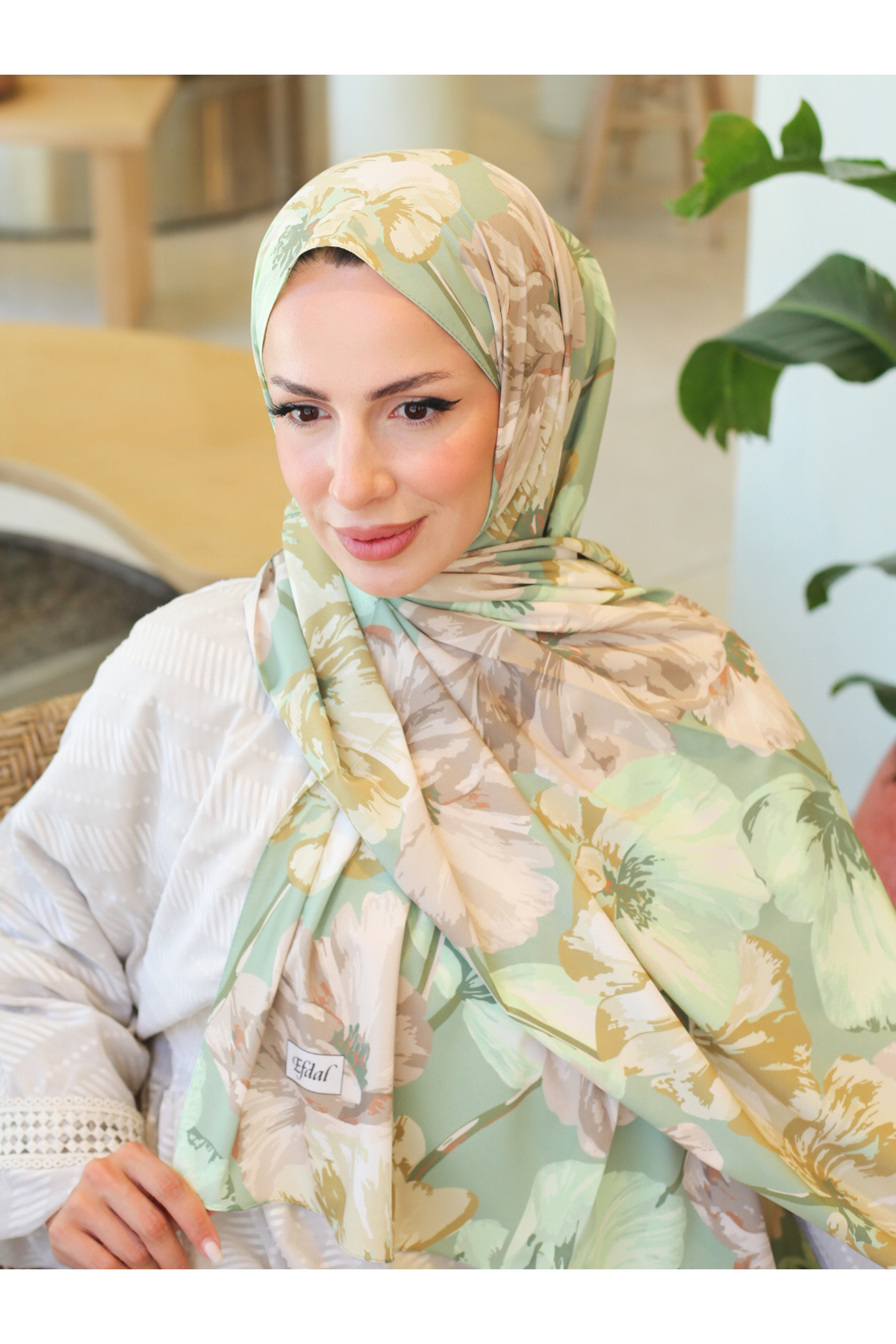 efdal şal eşarp-Poppy Flower Pattern Crepe Shawl 2