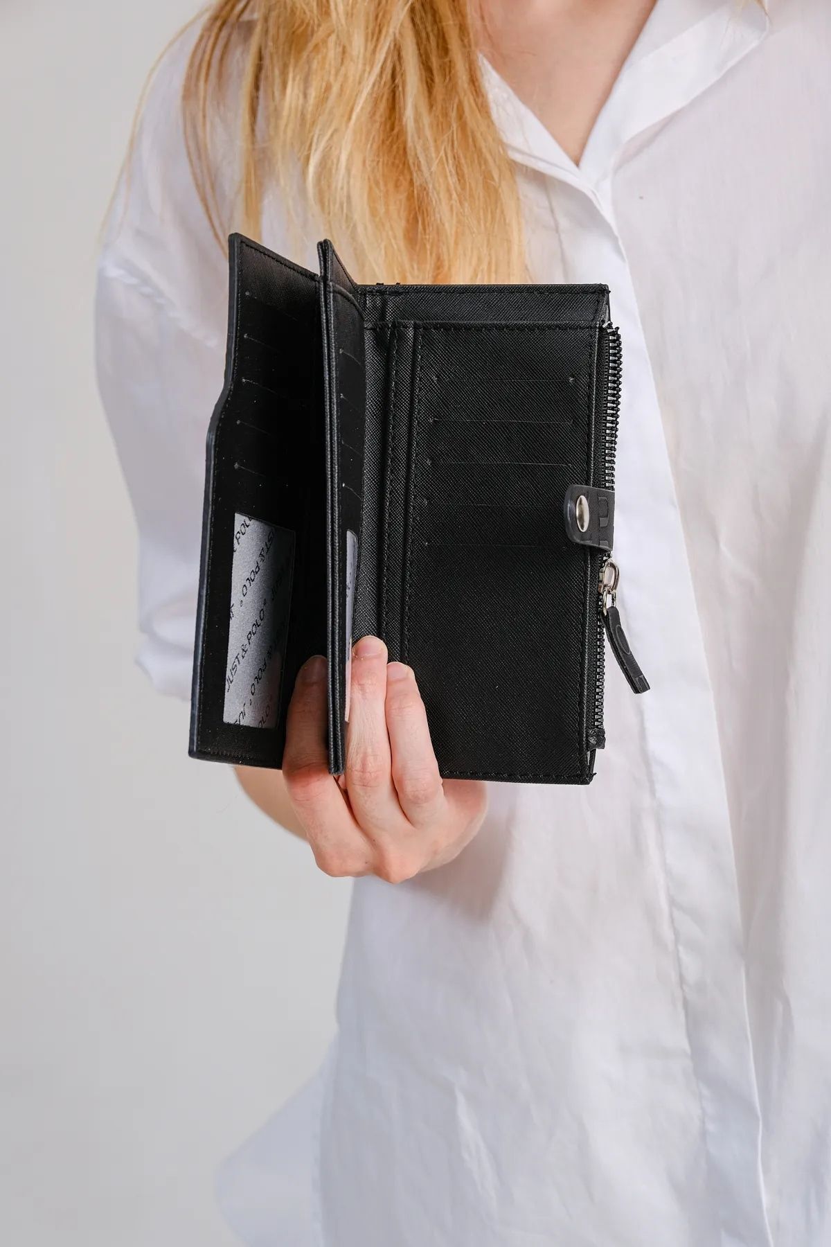 Just Polo JP-Original Just Polo Coin Zipper Vertical Multi-Compartment Women's Wallet Handheld Portfolio 19*10 cm 1 Black 3
