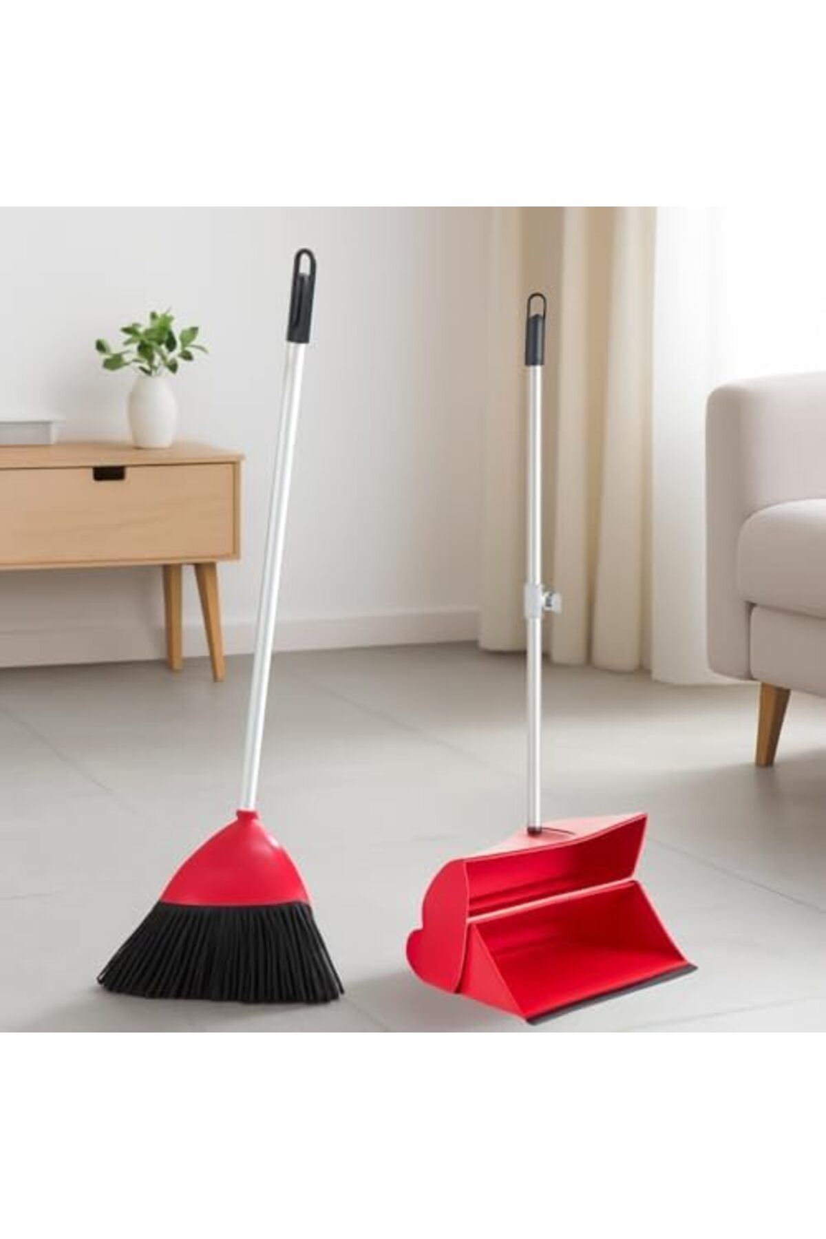 AKC GROUP-AKC Long Handle Broom and Dustpan Set – Foldable Upright Design, Lightweight & Sturdy – Standing 3