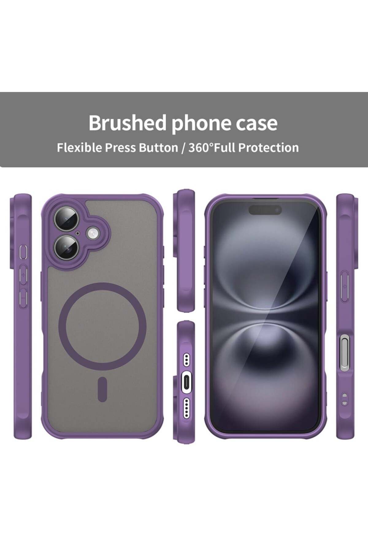 SKYDDAR INNOVATION-Carcasă pentru iPhone 16, HaloFrost MagSafe II, rezistentă la șocuri, set de autocolante, violet 4