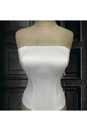 MODA Ekru Saten Düz Yaka Korse Büstiyer